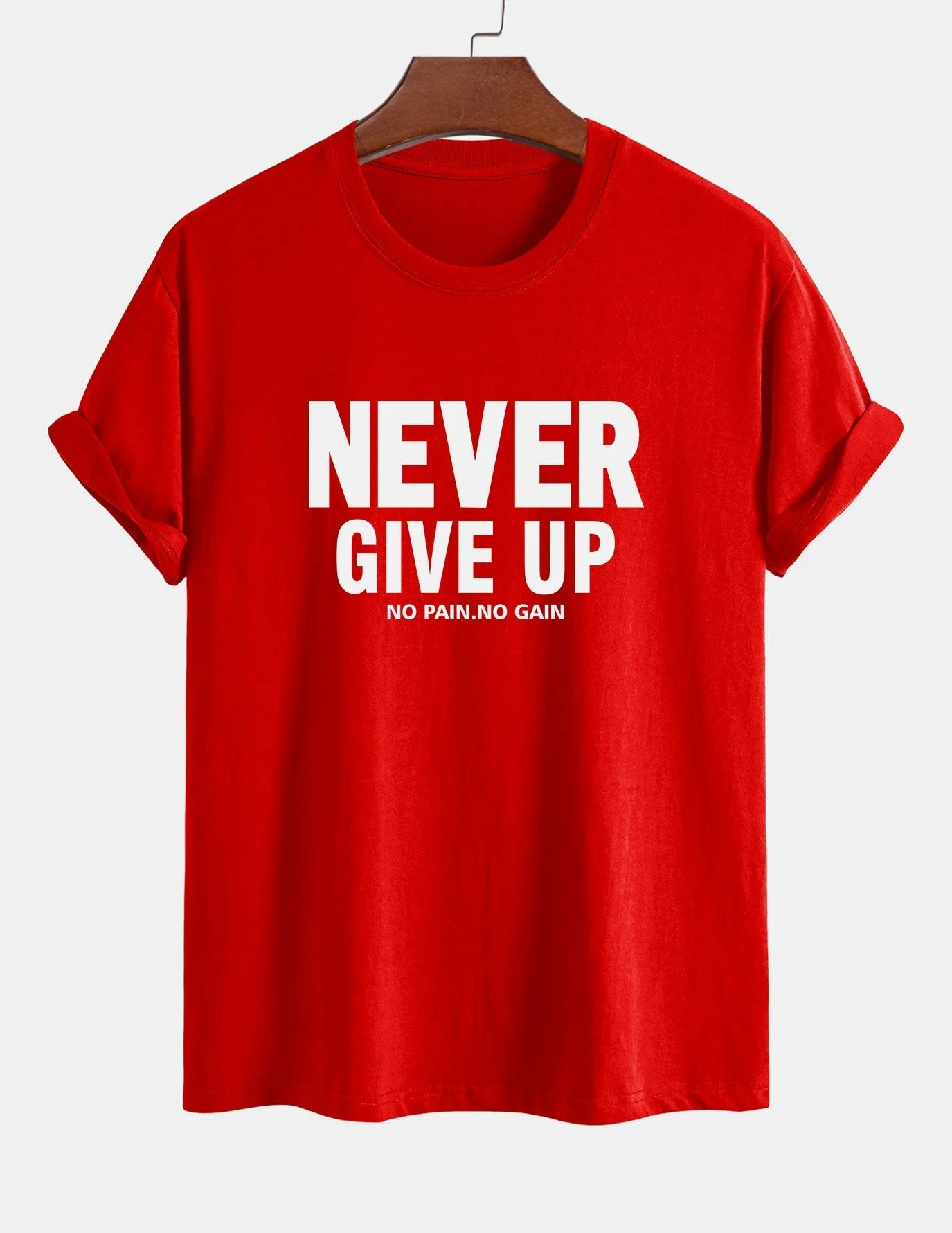 Ubaldo® | Never Give Up Print Cotton T-Shirt - Image 16