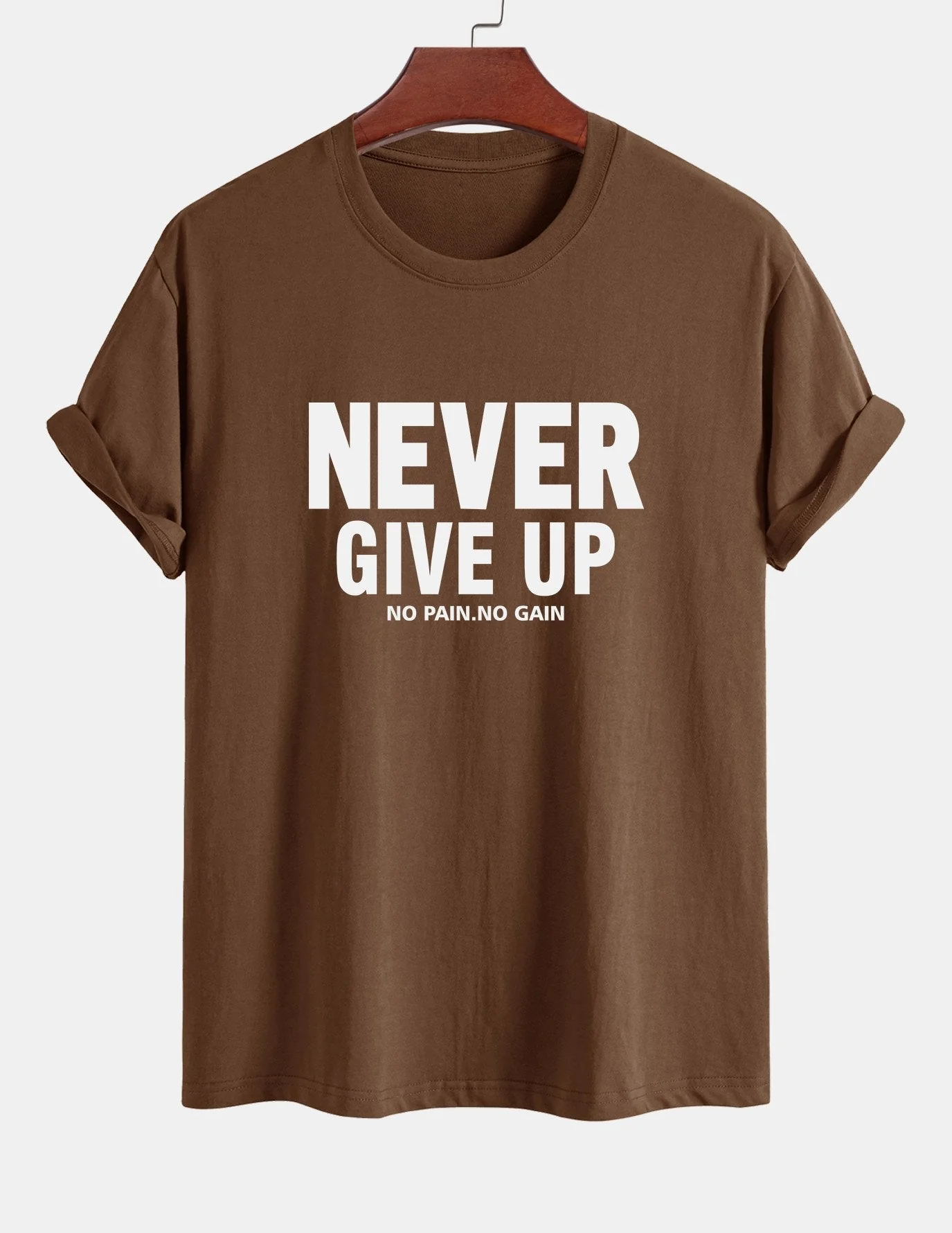 Ubaldo® | Never Give Up Print Cotton T-Shirt - Image 2