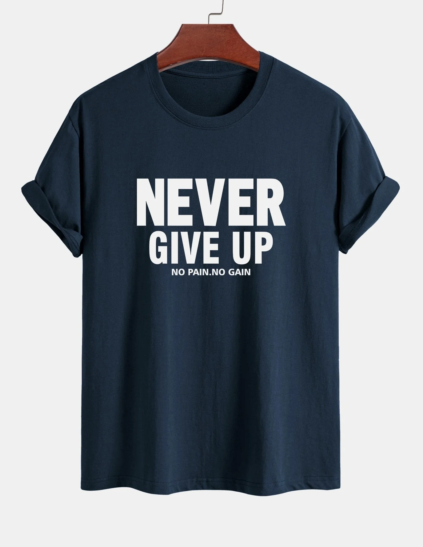 Ubaldo® | Never Give Up Print Cotton T-Shirt - Image 3