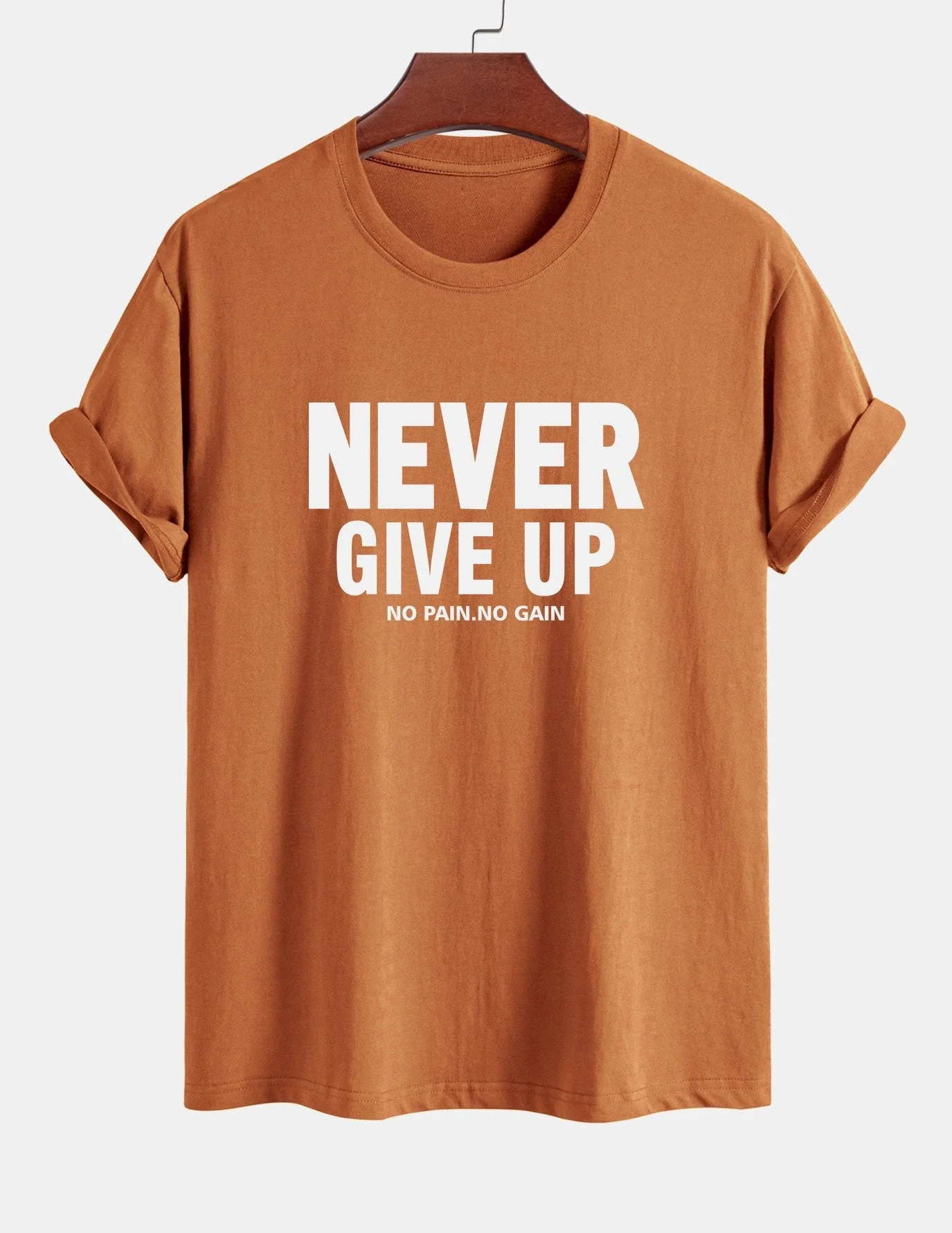 Ubaldo® | Never Give Up Print Cotton T-Shirt - Image 4