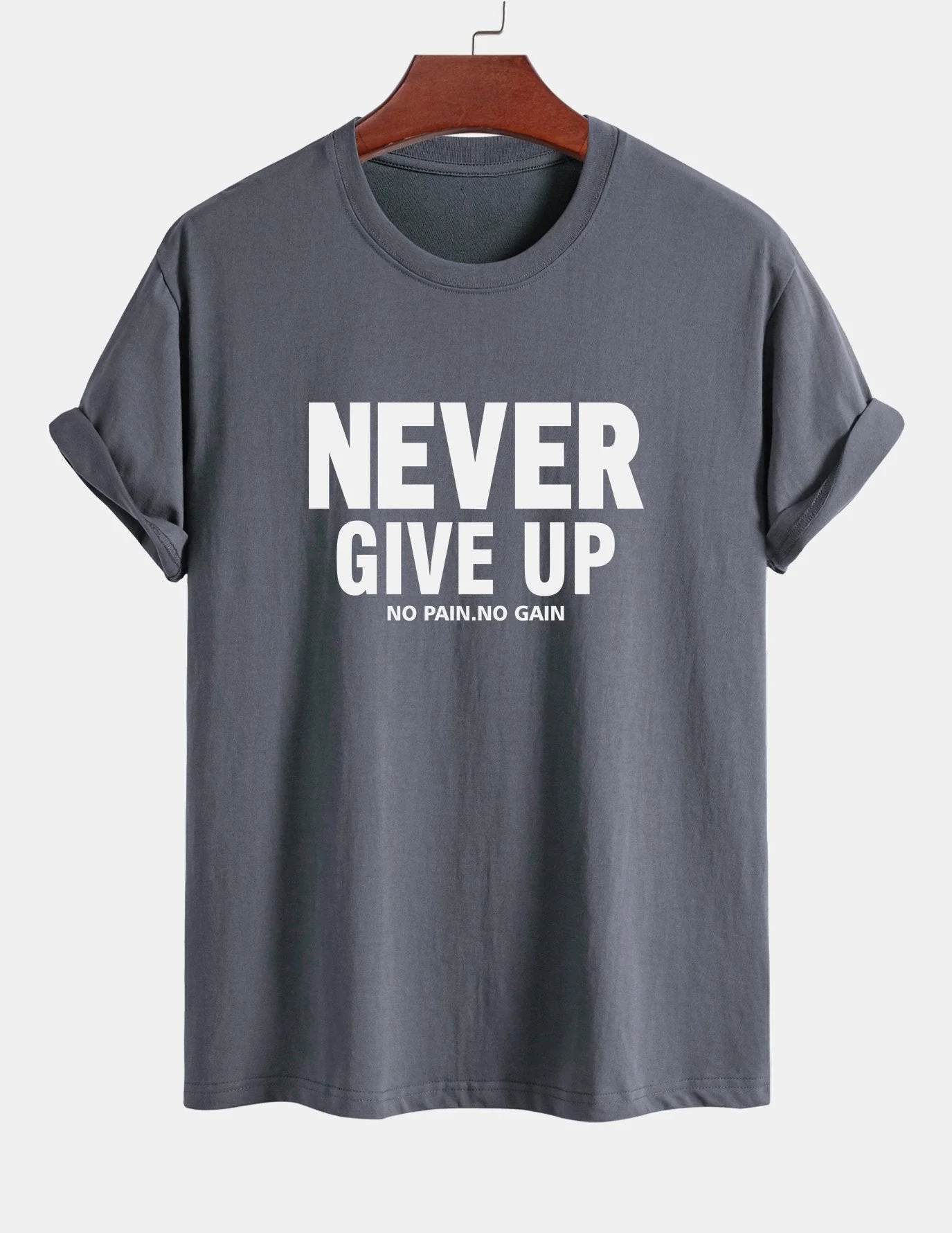 Ubaldo® | Never Give Up Print Cotton T-Shirt - Image 5
