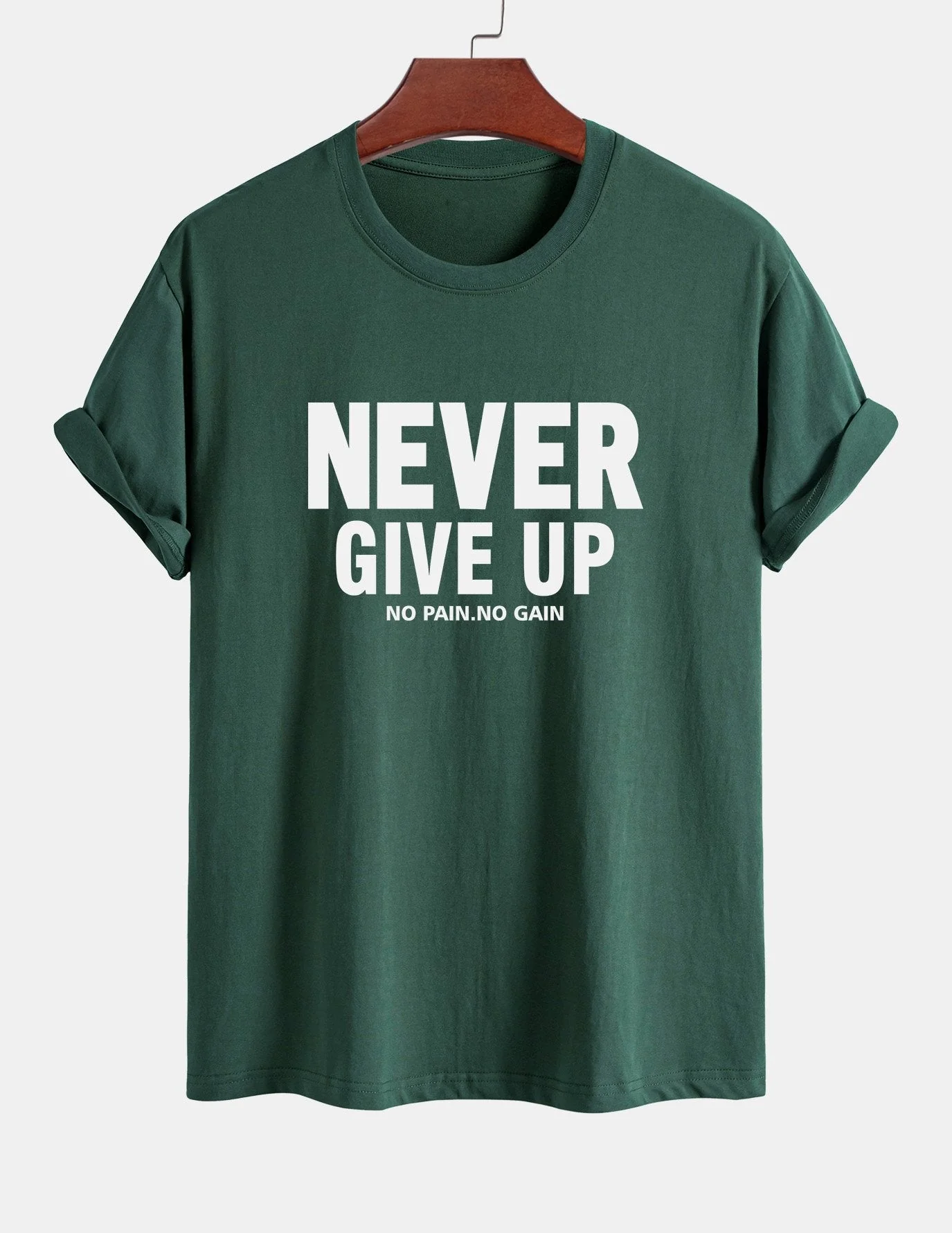 Ubaldo® | Never Give Up Print Cotton T-Shirt - Image 6