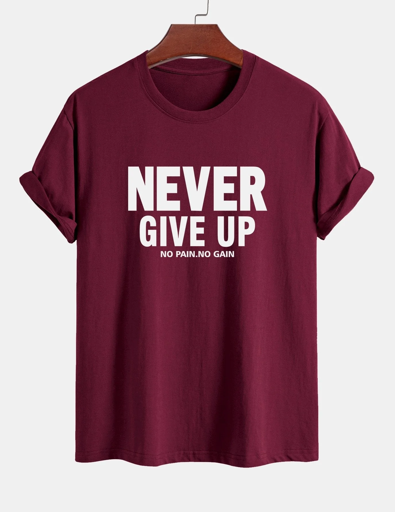 Ubaldo® | Never Give Up Print Cotton T-Shirt - Image 7