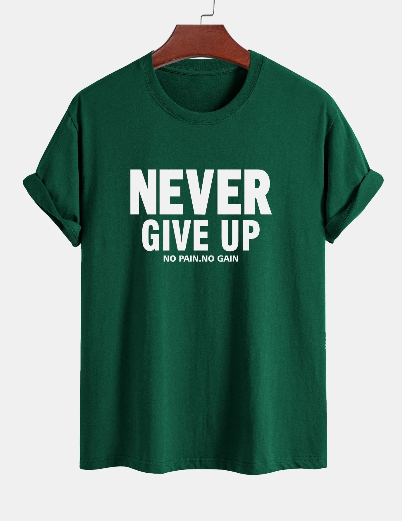 Ubaldo® | Never Give Up Print Cotton T-Shirt - Image 8
