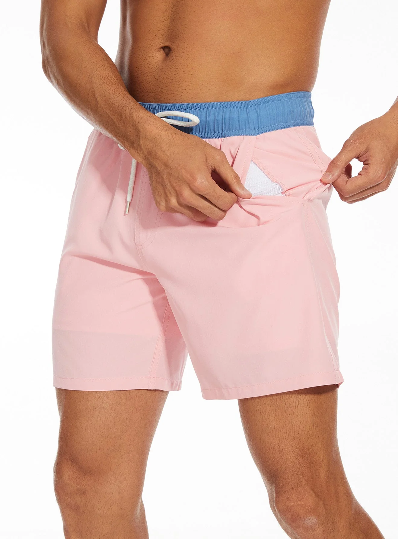 Ulises® | 2 In 1 Solid Color Drawstring Swim Shorts With Pocket - Image 3