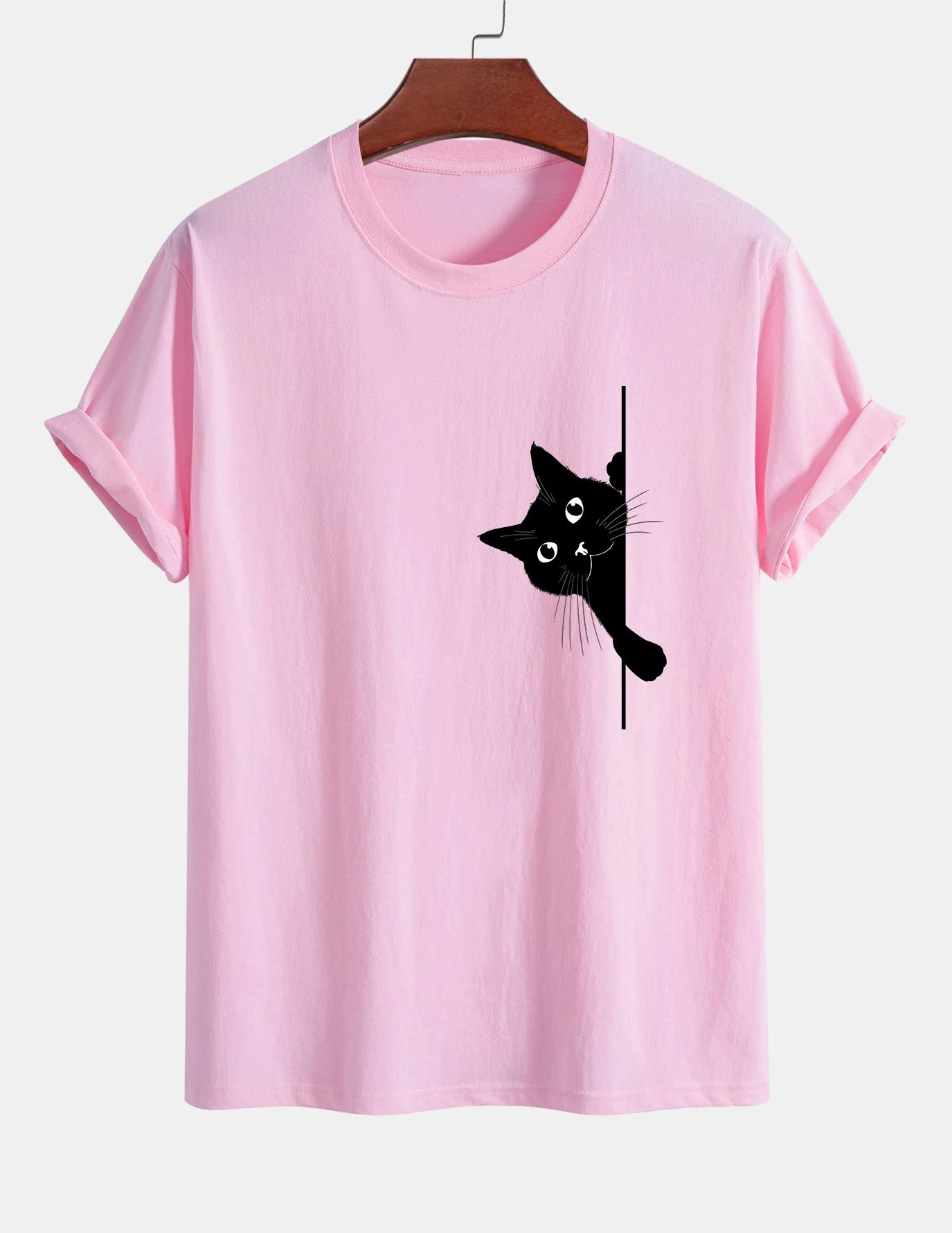 Ulises® | Black Cat Print Cotton T-Shirt - Image 11