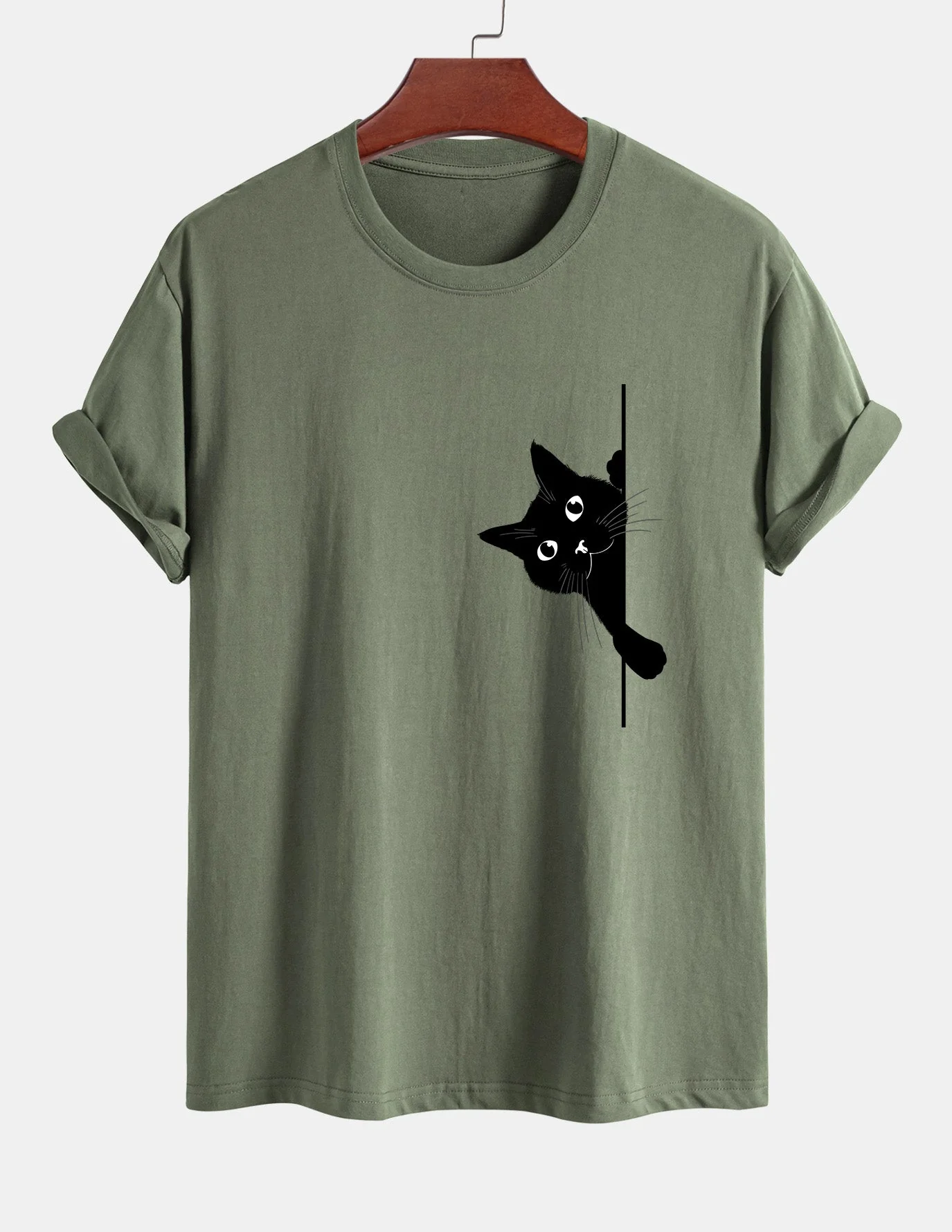 Ulises® | Black Cat Print Cotton T-Shirt - Image 15