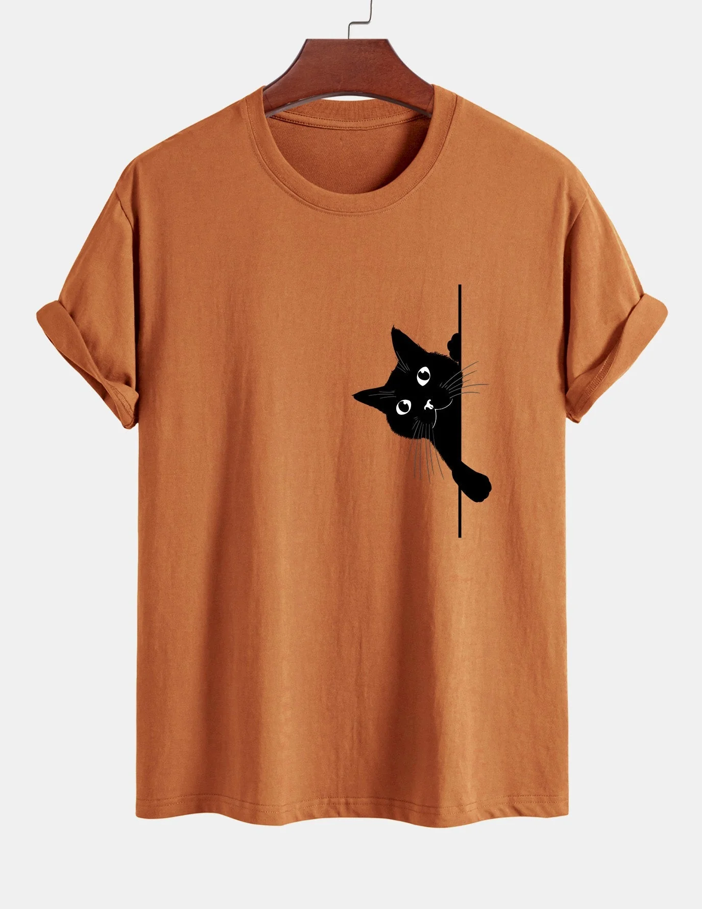 Ulises® | Black Cat Print Cotton T-Shirt - Image 3