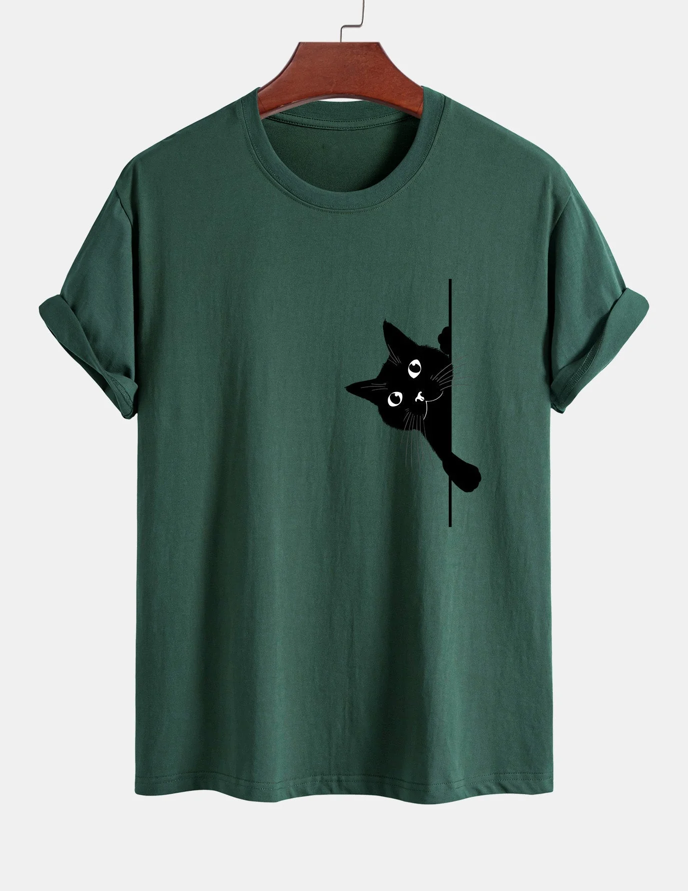 Ulises® | Black Cat Print Cotton T-Shirt - Image 5