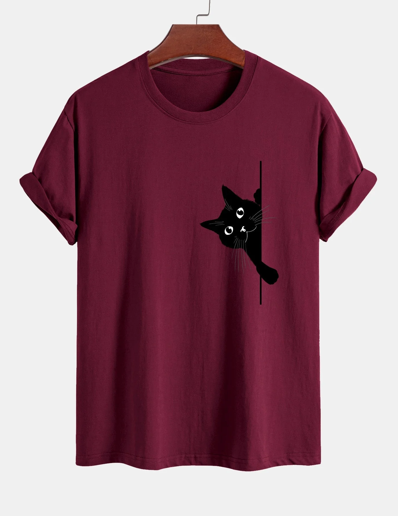 Ulises® | Black Cat Print Cotton T-Shirt - Image 6