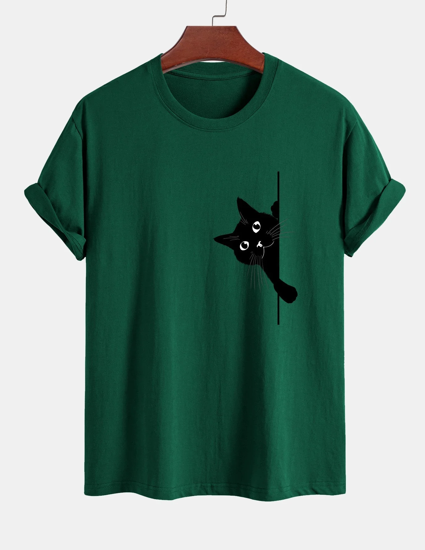 Ulises® | Black Cat Print Cotton T-Shirt - Image 7