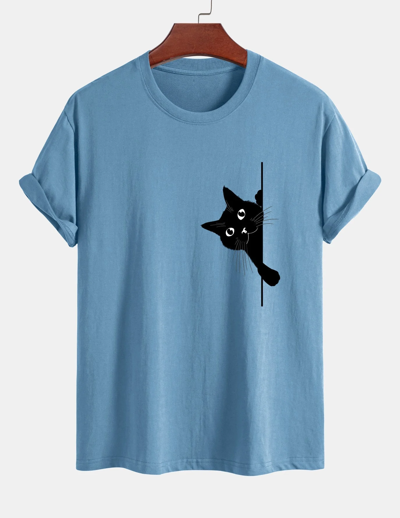 Ulises® | Black Cat Print Cotton T-Shirt - Image 8