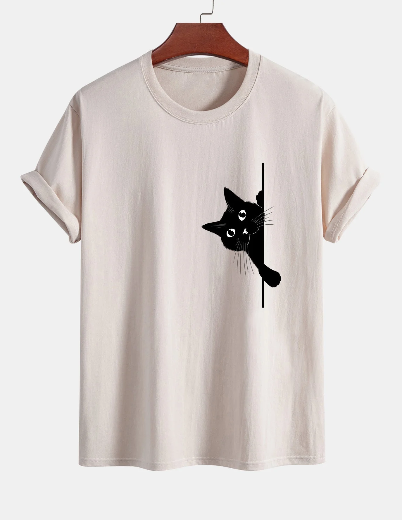 Ulises® | Black Cat Print Cotton T-Shirt - Image 9