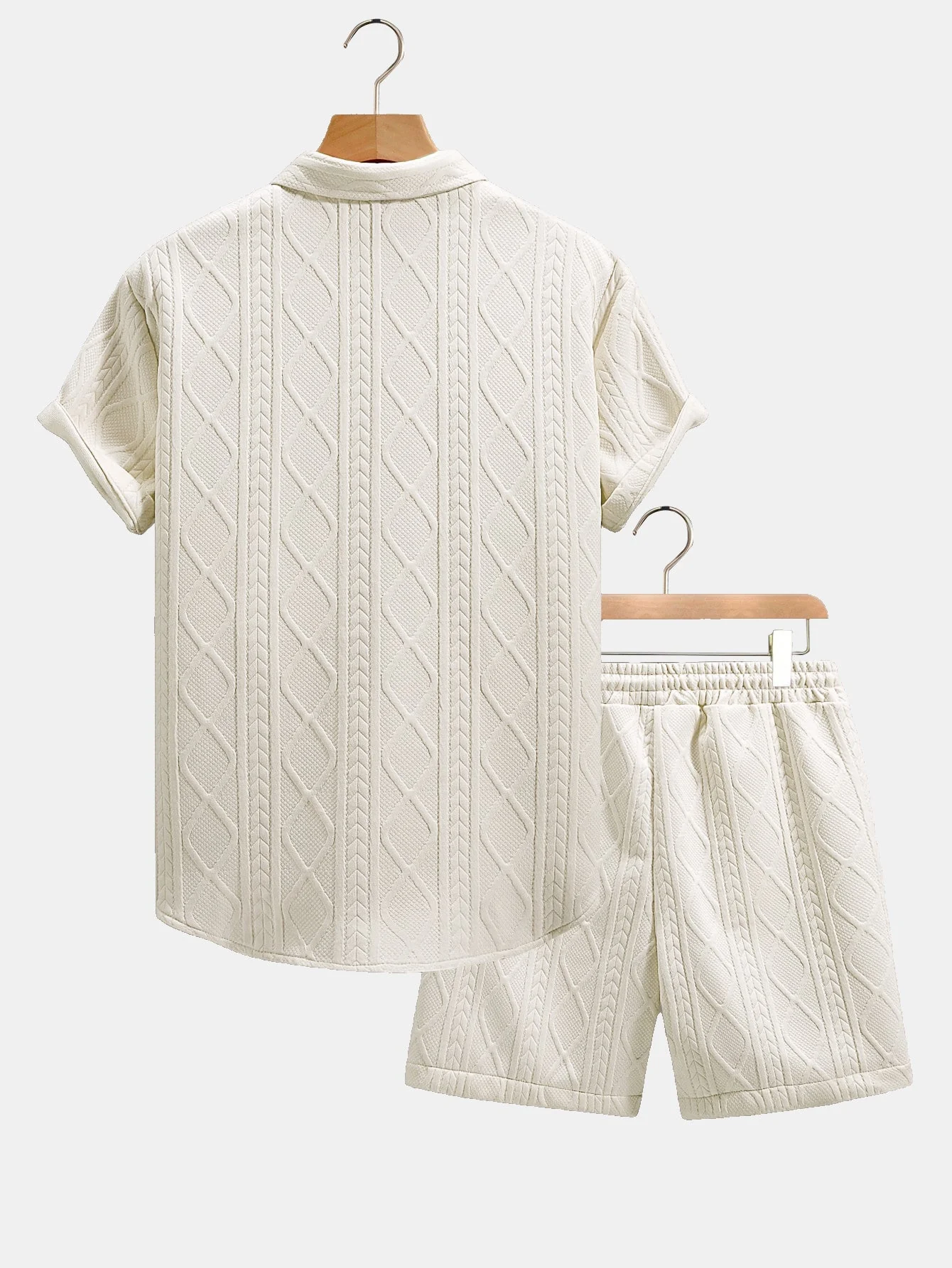 Ulises® | Twist Geometry Jacquard Button Up Shirt & Drawstring Shorts - Image 5
