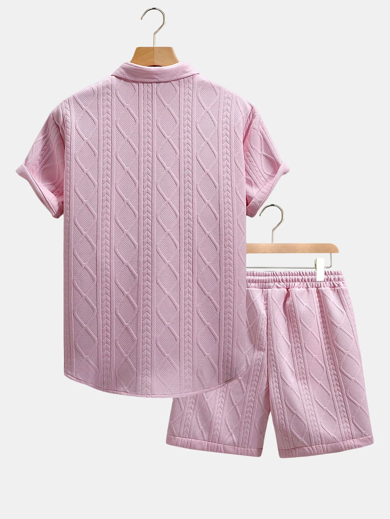 Ulises® | Twist Geometry Jacquard Button Up Shirt & Drawstring Shorts - Image 7