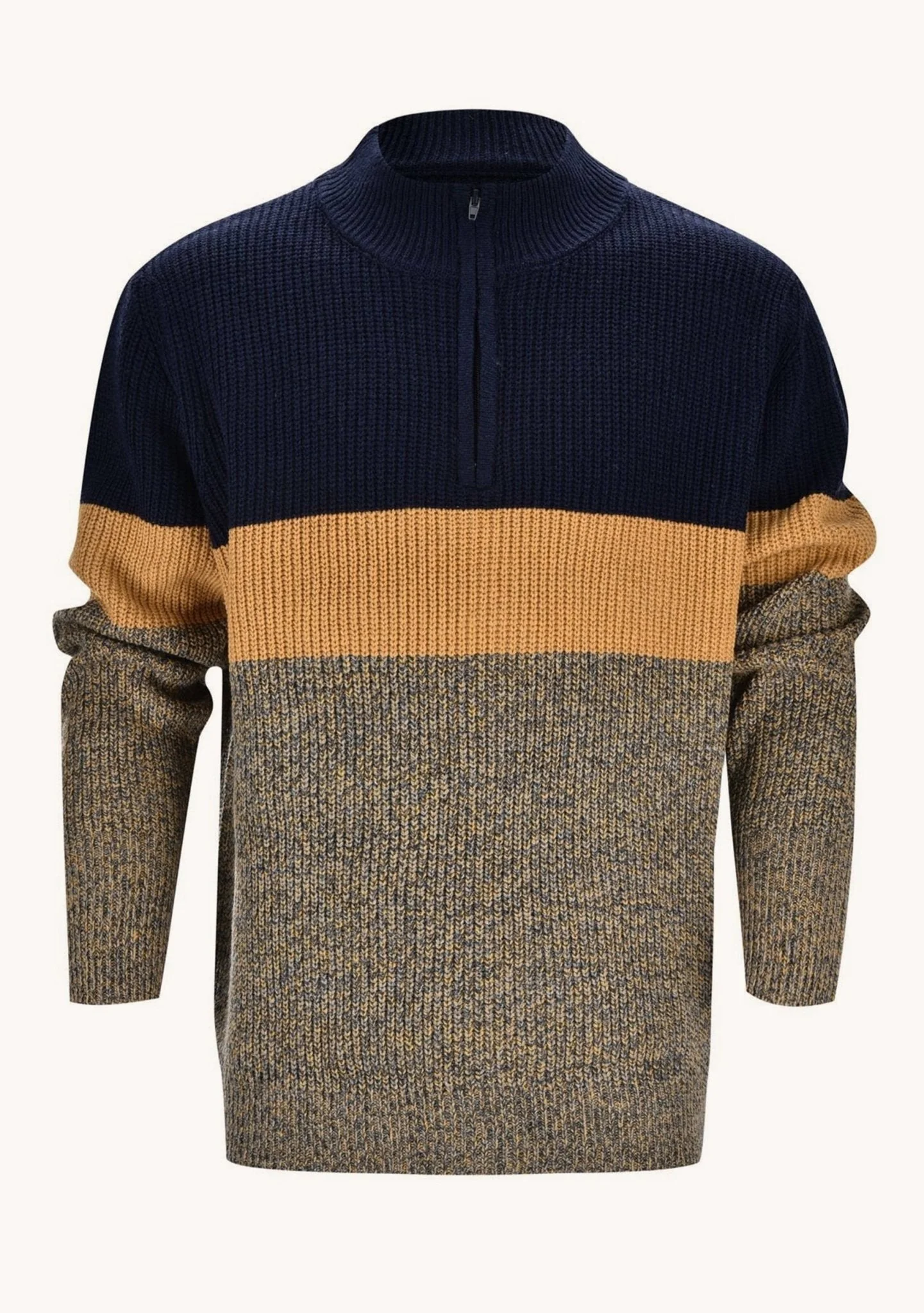 Umar | Modern colorblock sweater with round neck in fine knit - Image 3