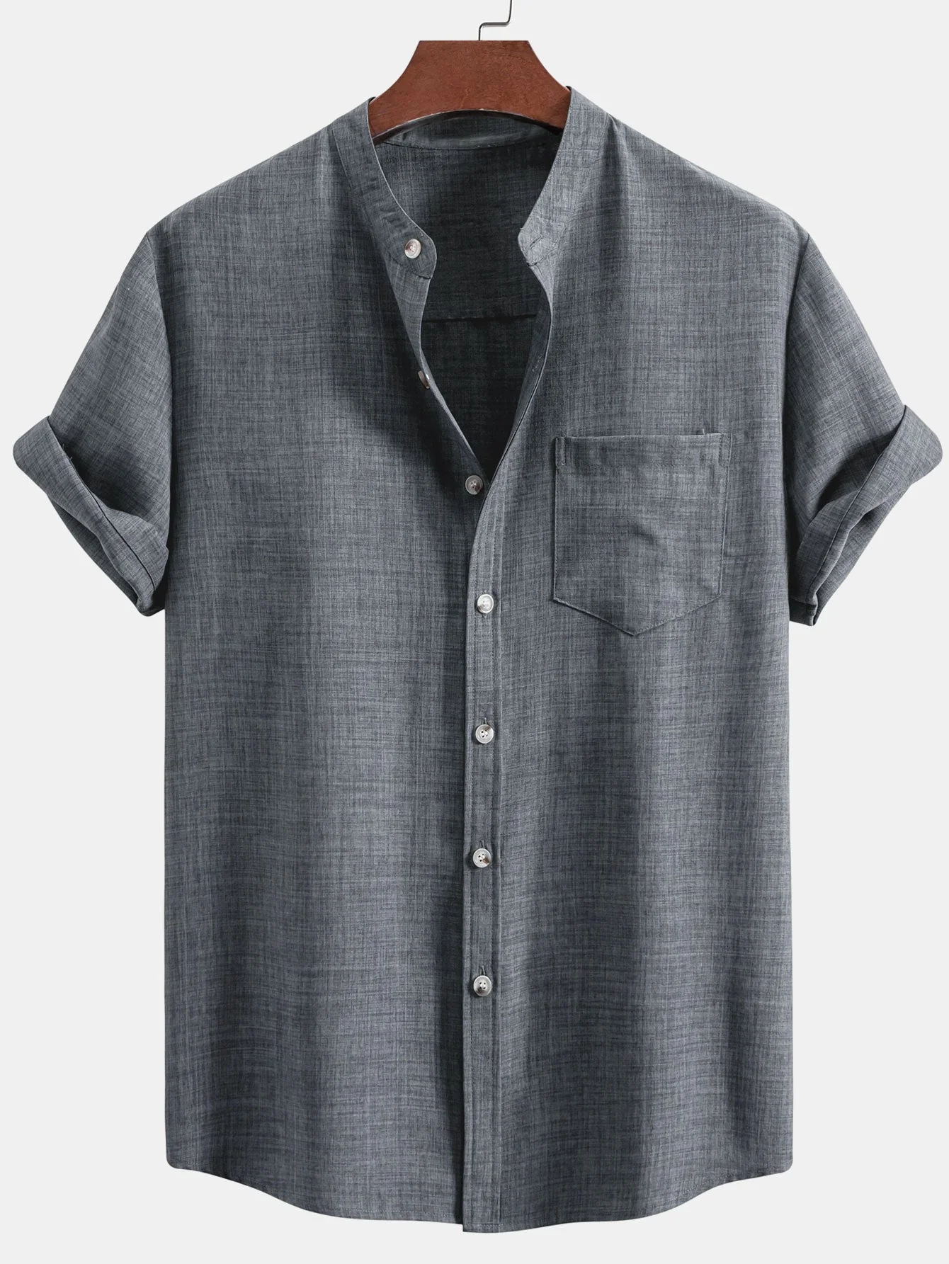 Urbano® | Short Sleeve Stand Collar Shirt - Image 7