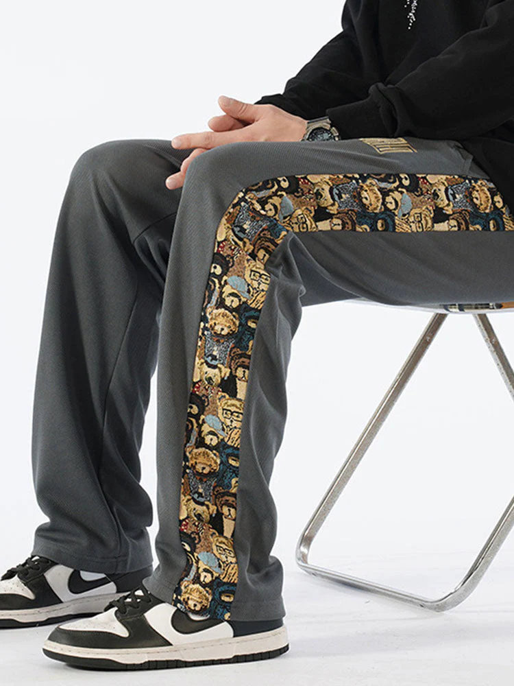 Valentín® | Bear Print Patchwork Straight Leg Pants - Image 12