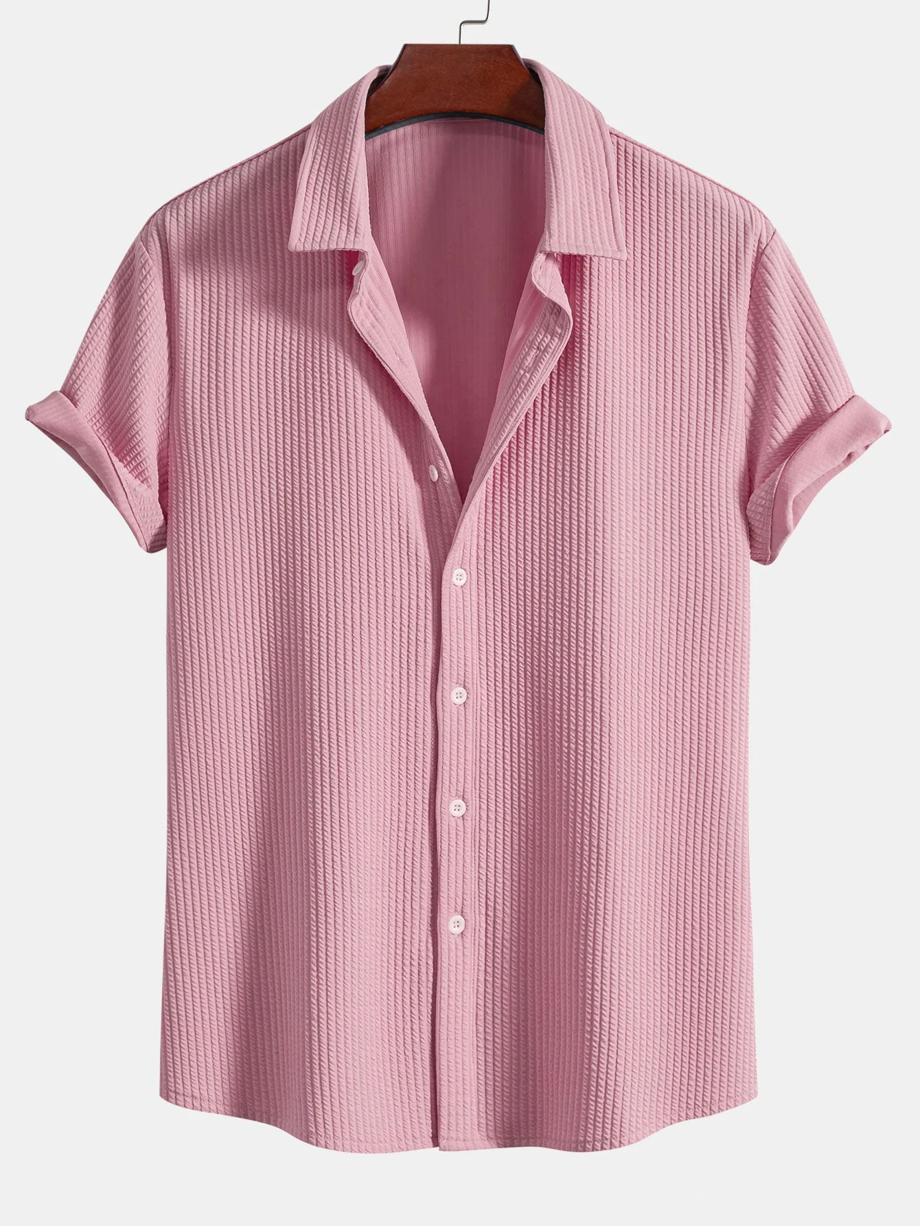 Valentín® | Muscle Fit Ribbed Button Up Shirt - Image 4