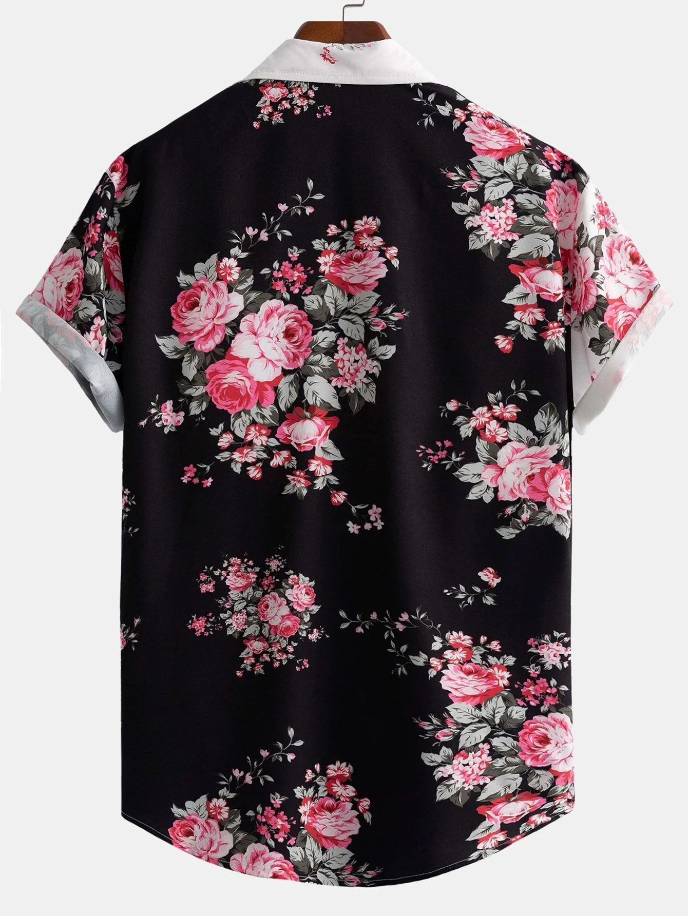 Veremundo® | Two Tone Rose Print Button Up Shirt - Image 2