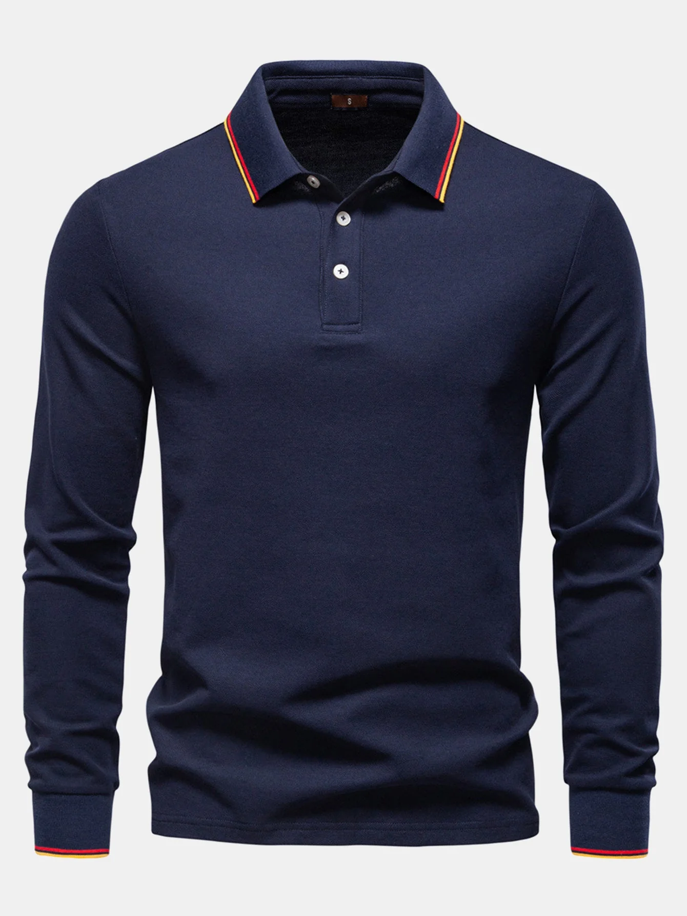 Vincent | Long Sleeved Contrast Polo Shirt - Image 13