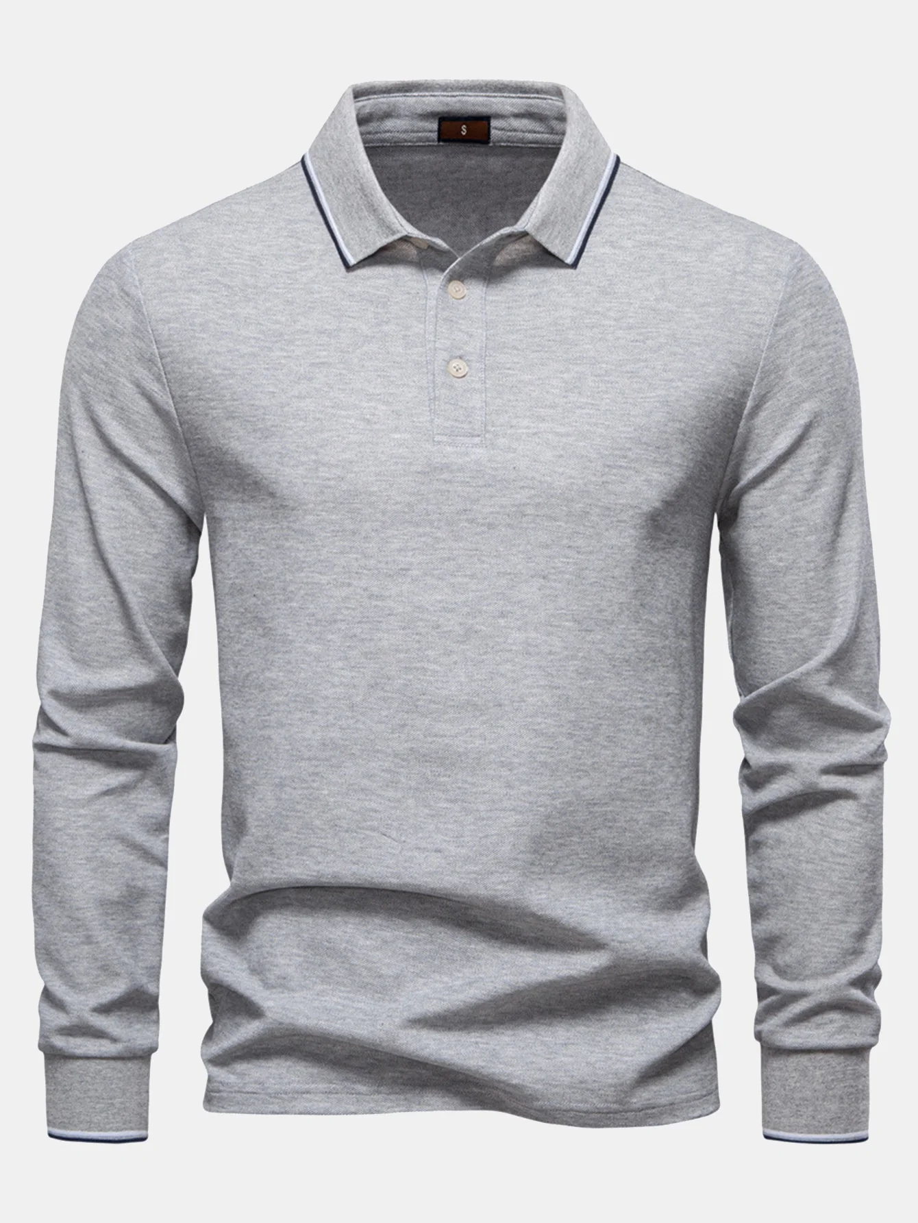 Vincent | Long Sleeved Contrast Polo Shirt - Image 8
