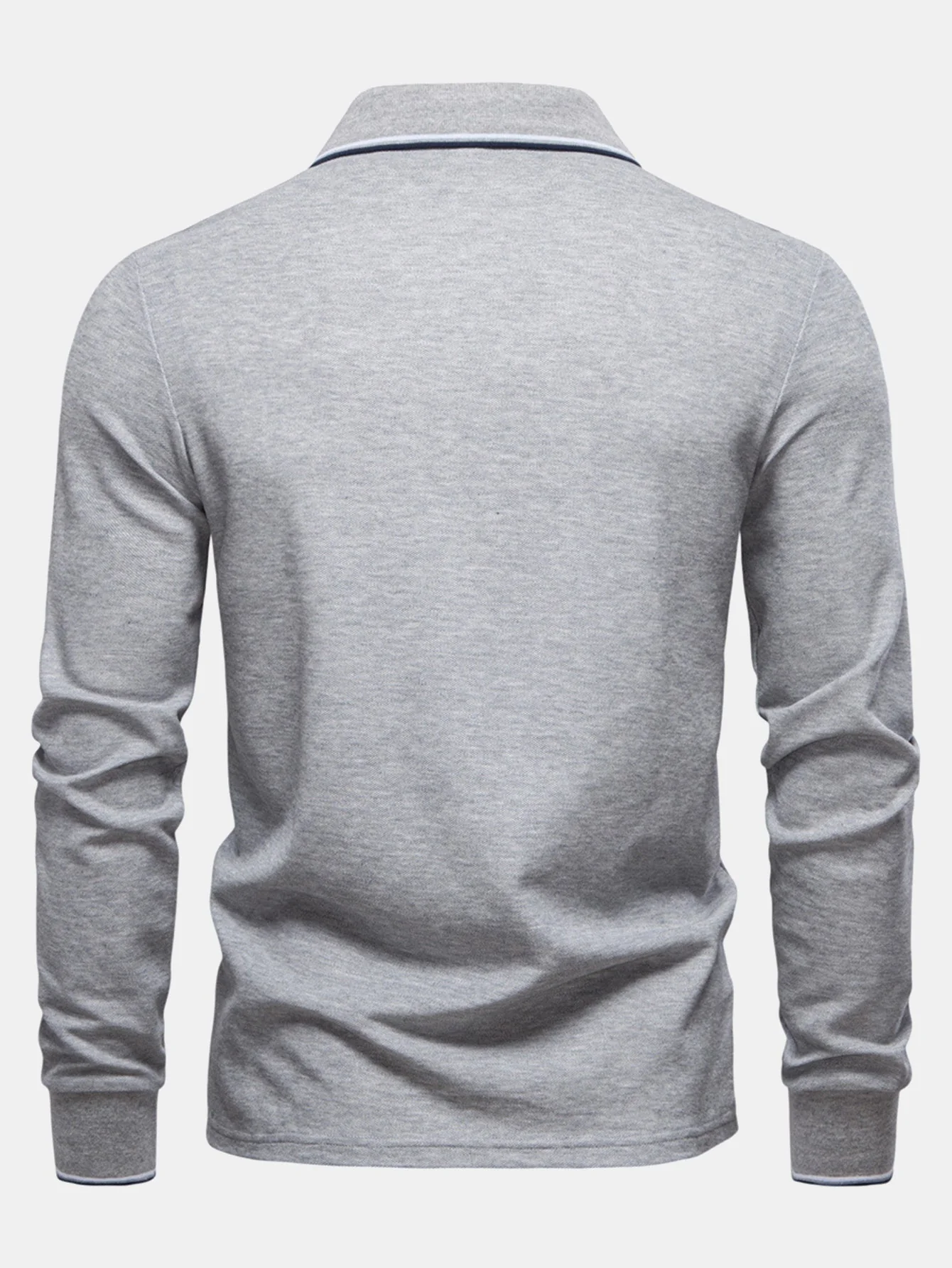 Vincent | Long Sleeved Contrast Polo Shirt - Image 9