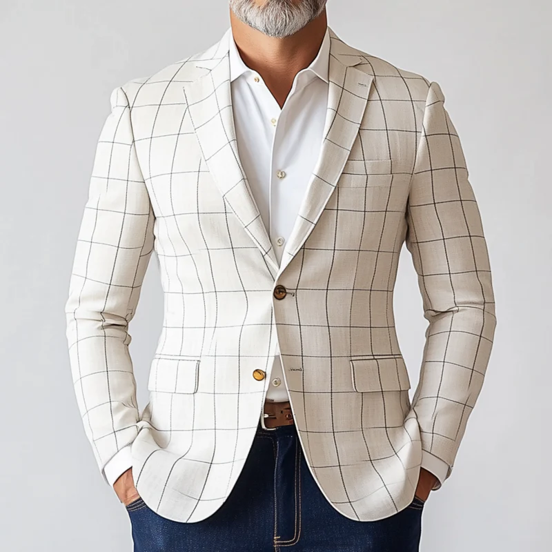 Vincent | Men'S Vintage Elegant Plaid Notch Lapel Single Breasted Slim Fit Blazer - Image 2