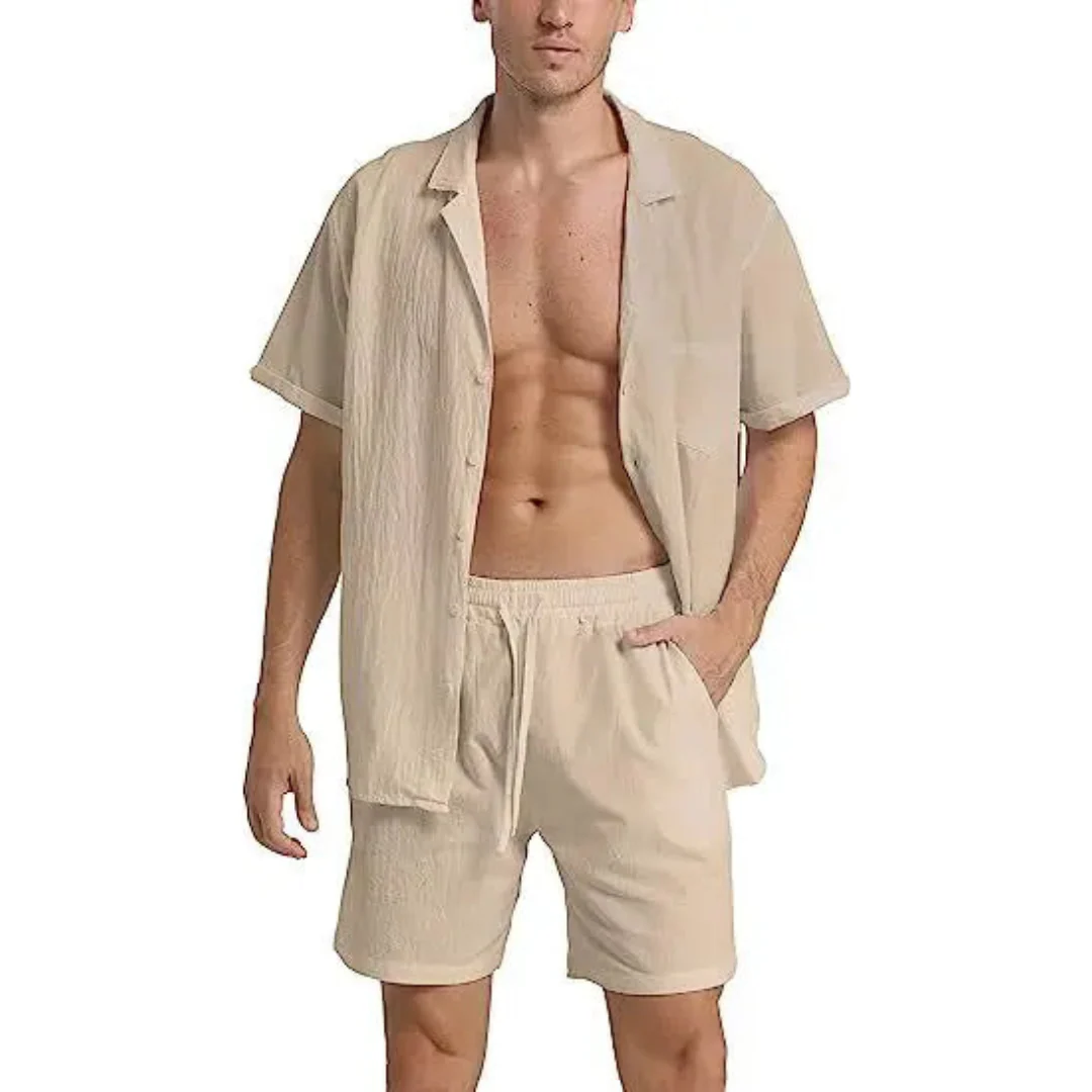 Virgil® | Button-Down Shirt And Shorts Set For Men - Image 2