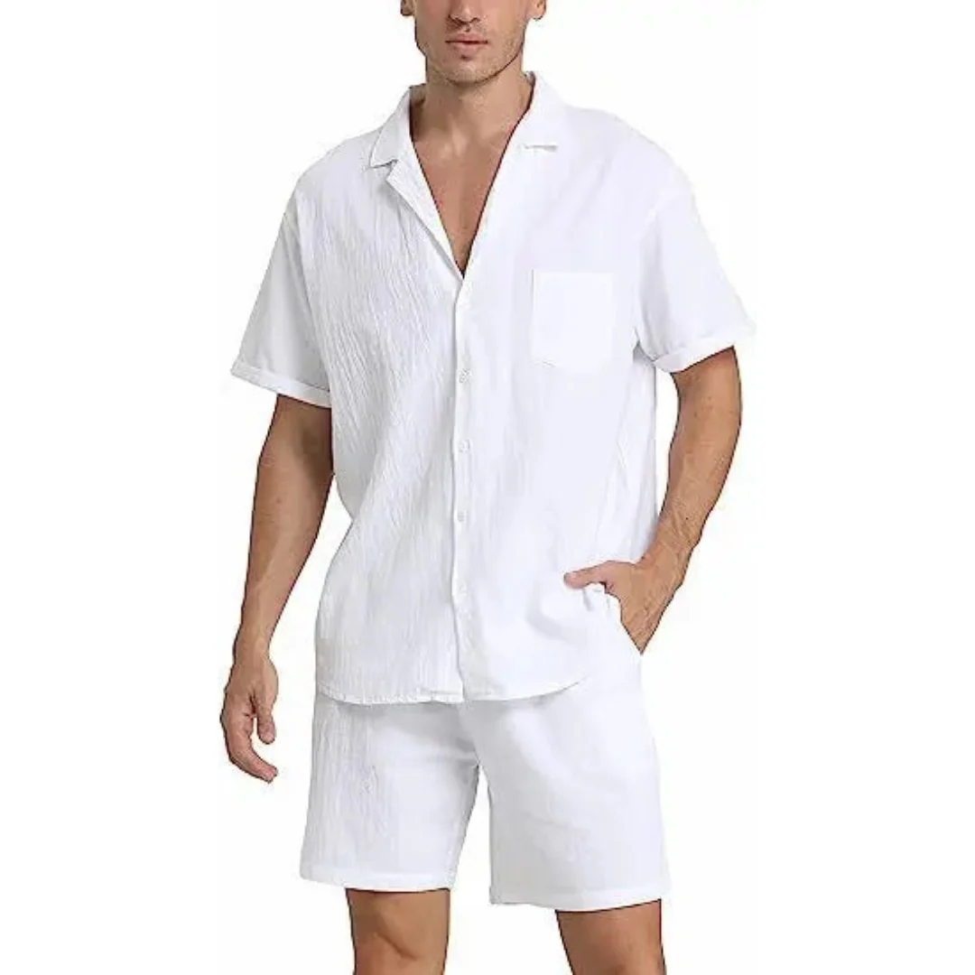 Virgil® | Button-Down Shirt And Shorts Set For Men - Image 3