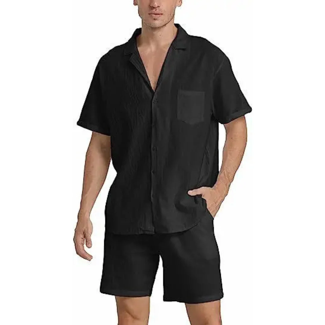 Virgil® | Button-Down Shirt And Shorts Set For Men - Image 4