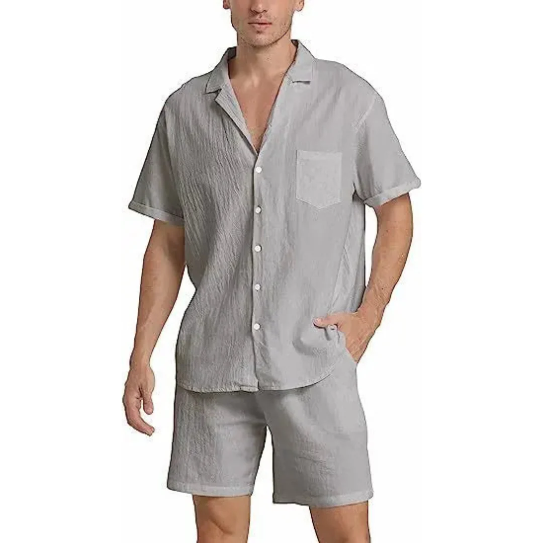 Virgil® | Button-Down Shirt And Shorts Set For Men - Image 5