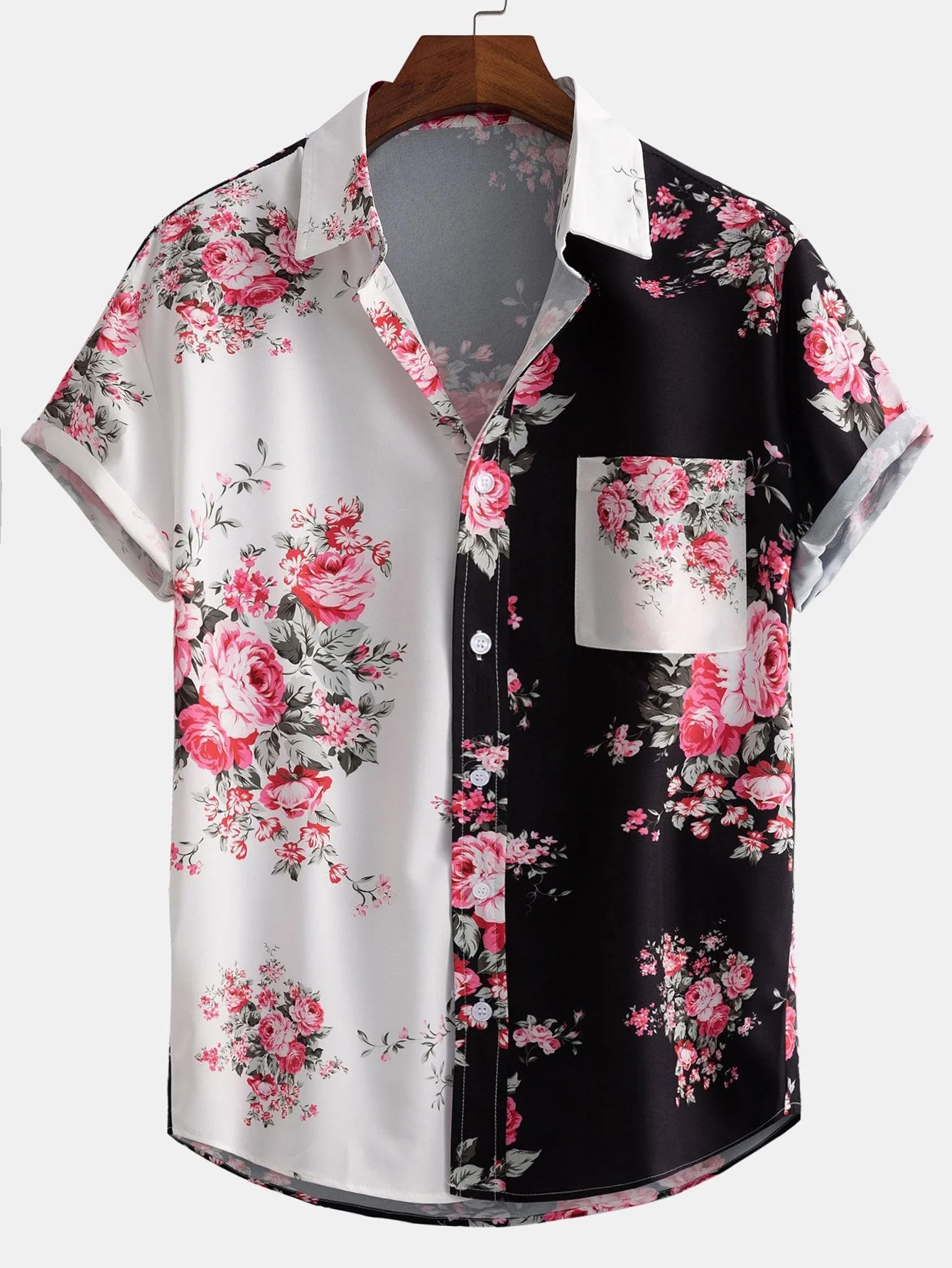 Virgil® | Two Tone Rose Print Button Up Shirt & Swim Shorts - Image 4