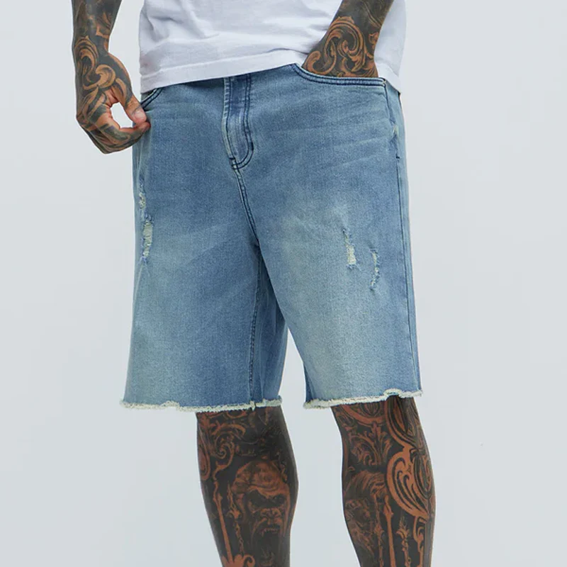 Virgil | Men'S Spring And Summer Classic Casual Washed Denim Raw Edge Shorts - Image 2