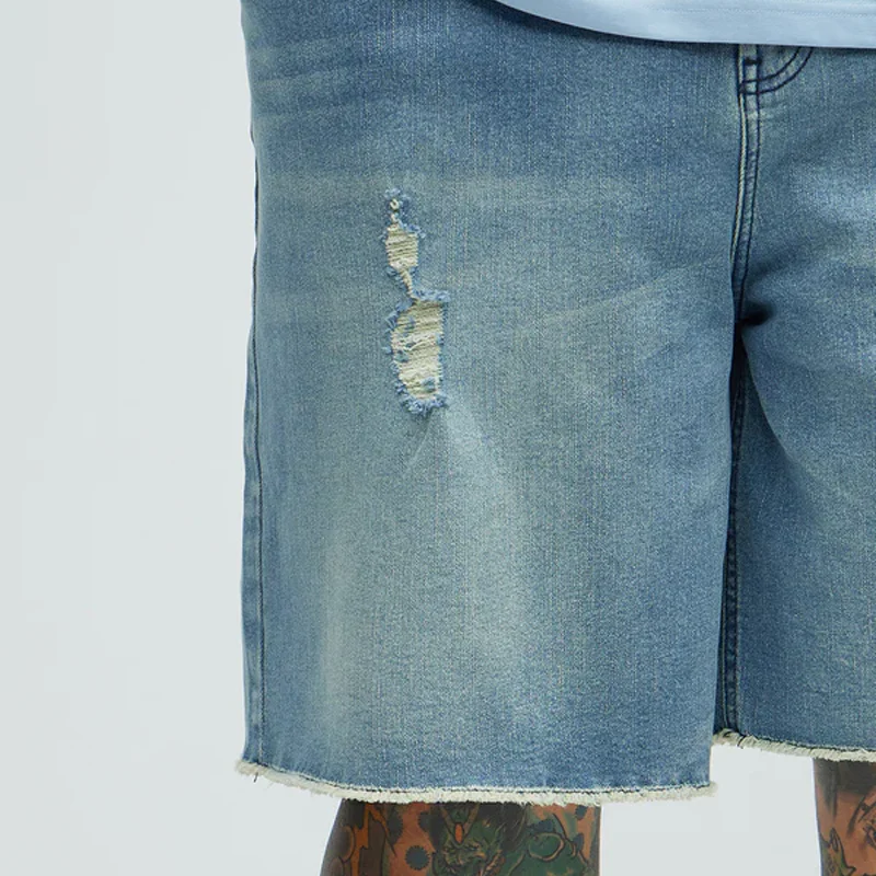 Virgil | Men'S Spring And Summer Classic Casual Washed Denim Raw Edge Shorts - Image 5