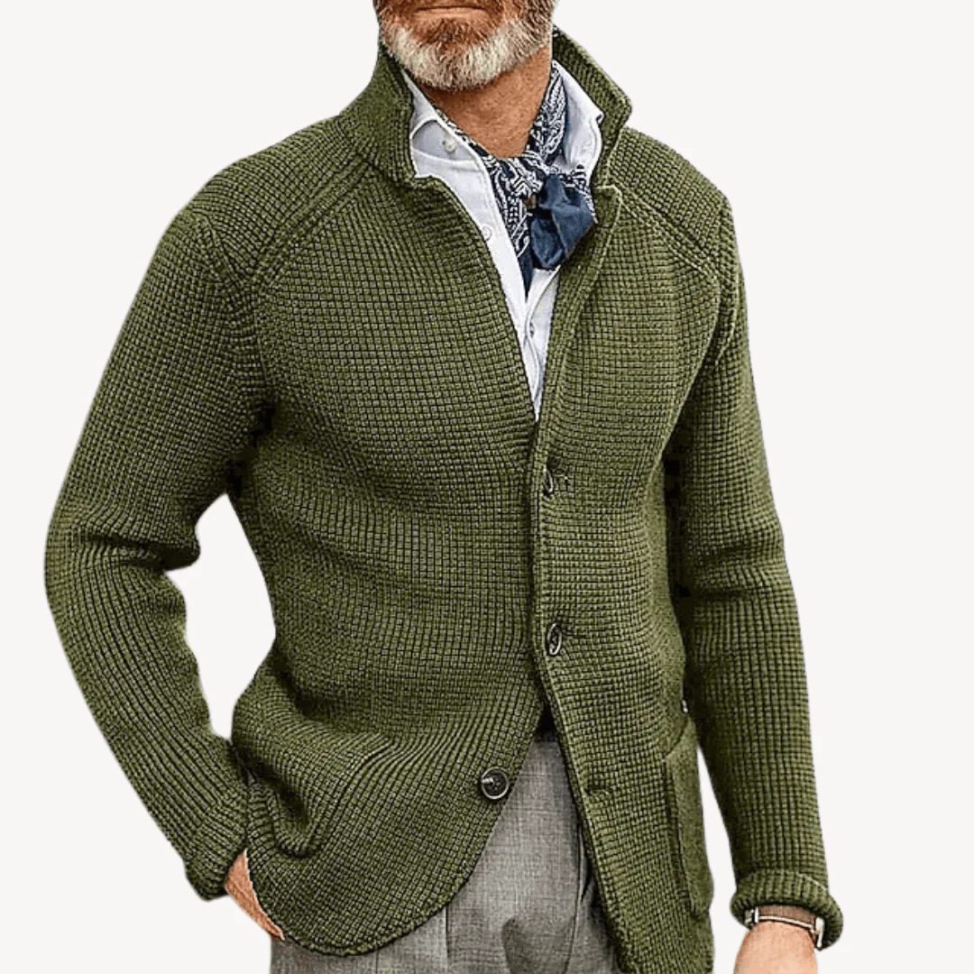 Vito | Classic wool knit cardigan with button placket - Image 3