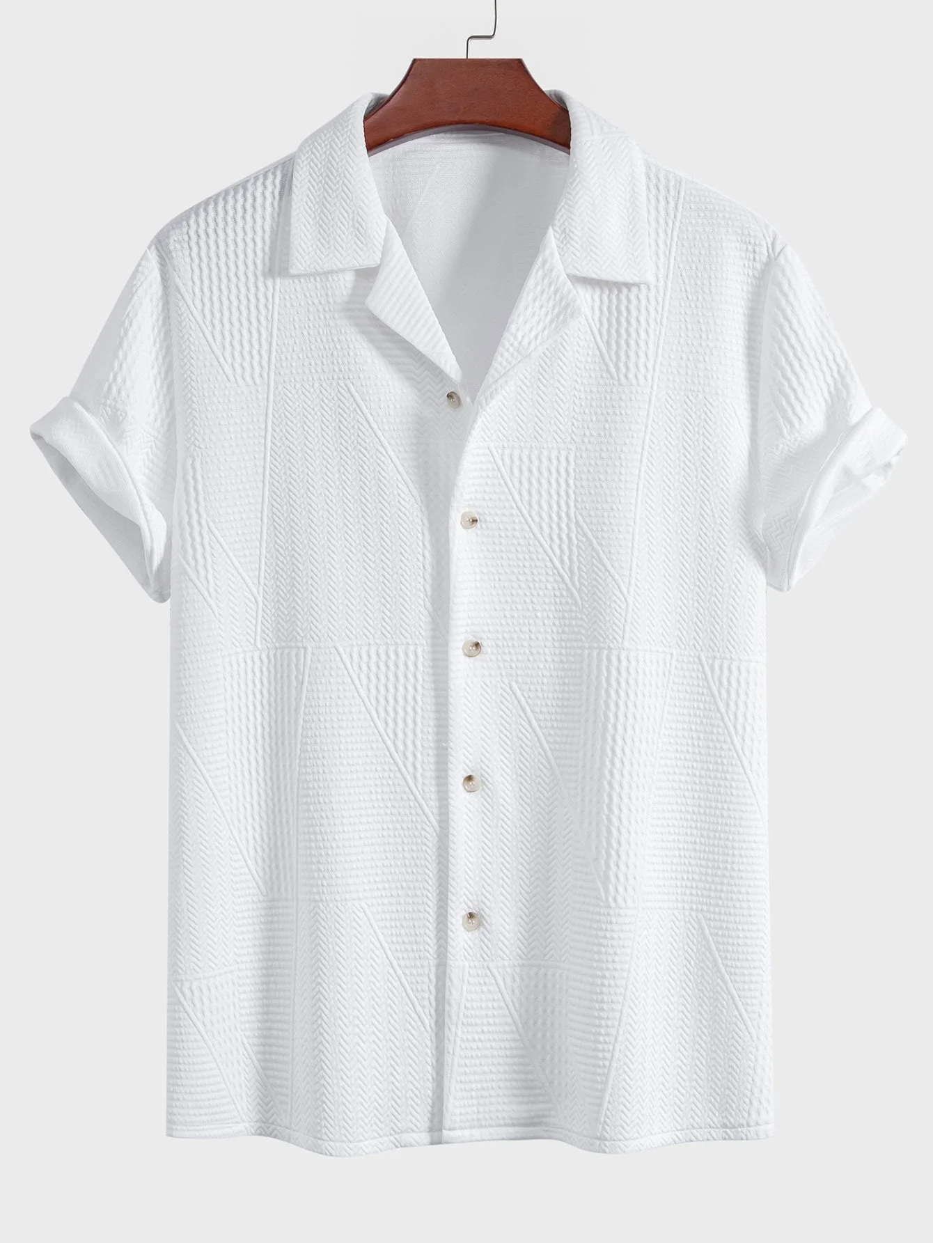 Vlad® | Geometric Style: Short Sleeve Cuban Shirt With Geometric Texture - Image 3