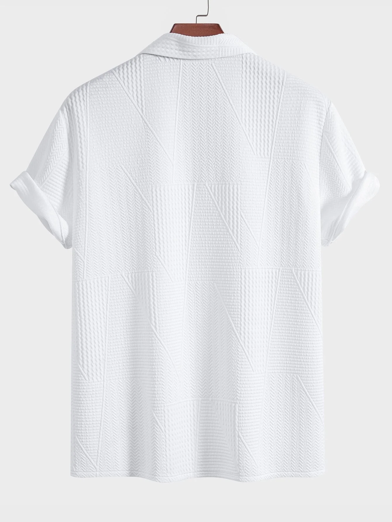 Vlad® | Geometric Style: Short Sleeve Cuban Shirt With Geometric Texture - Image 4