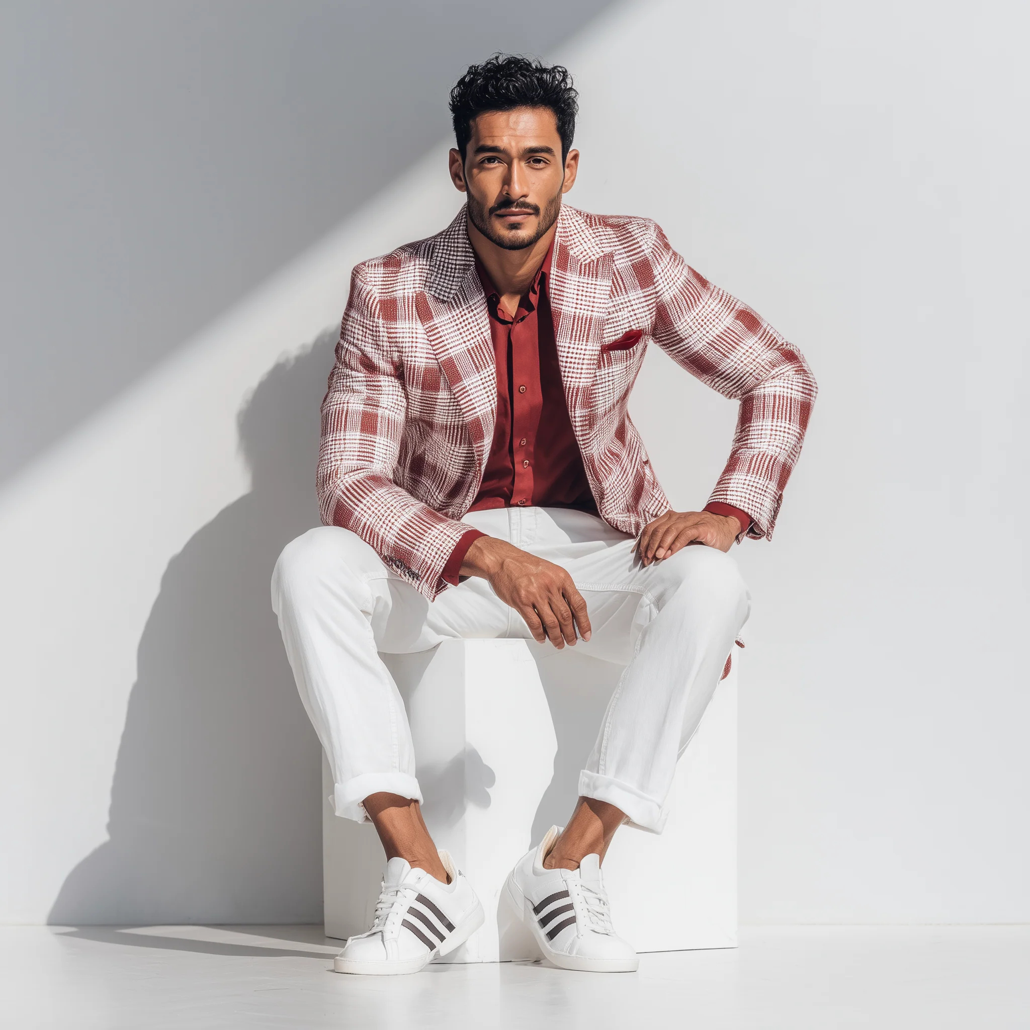Wayne | Men'S Vintage Check Linen Blend Long Sleeve Blazer - Image 4
