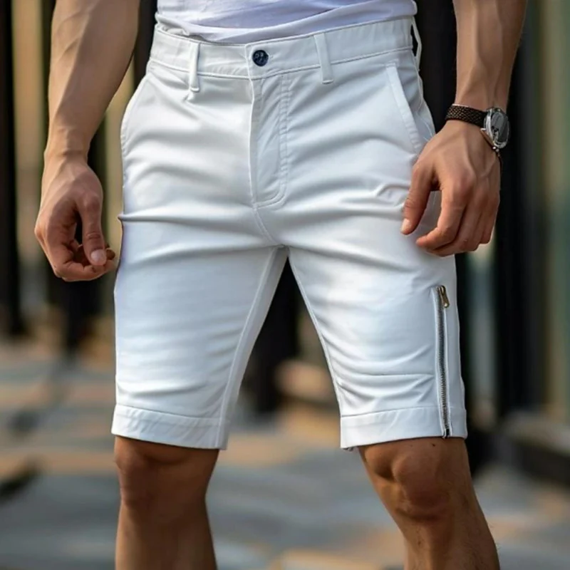 Wilbur | Men'S Casual Breathable Cotton Zipper Decoration Slim Suit Shorts - Image 2