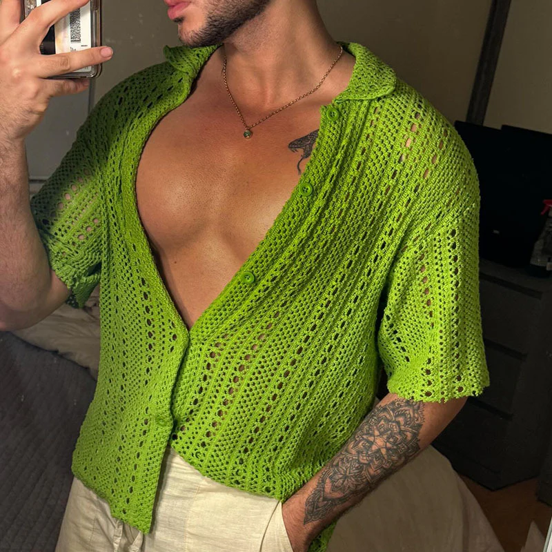 Wiley | Men'S Summer Jacquard Mesh Knit Short Sleeve Shirt - Image 2