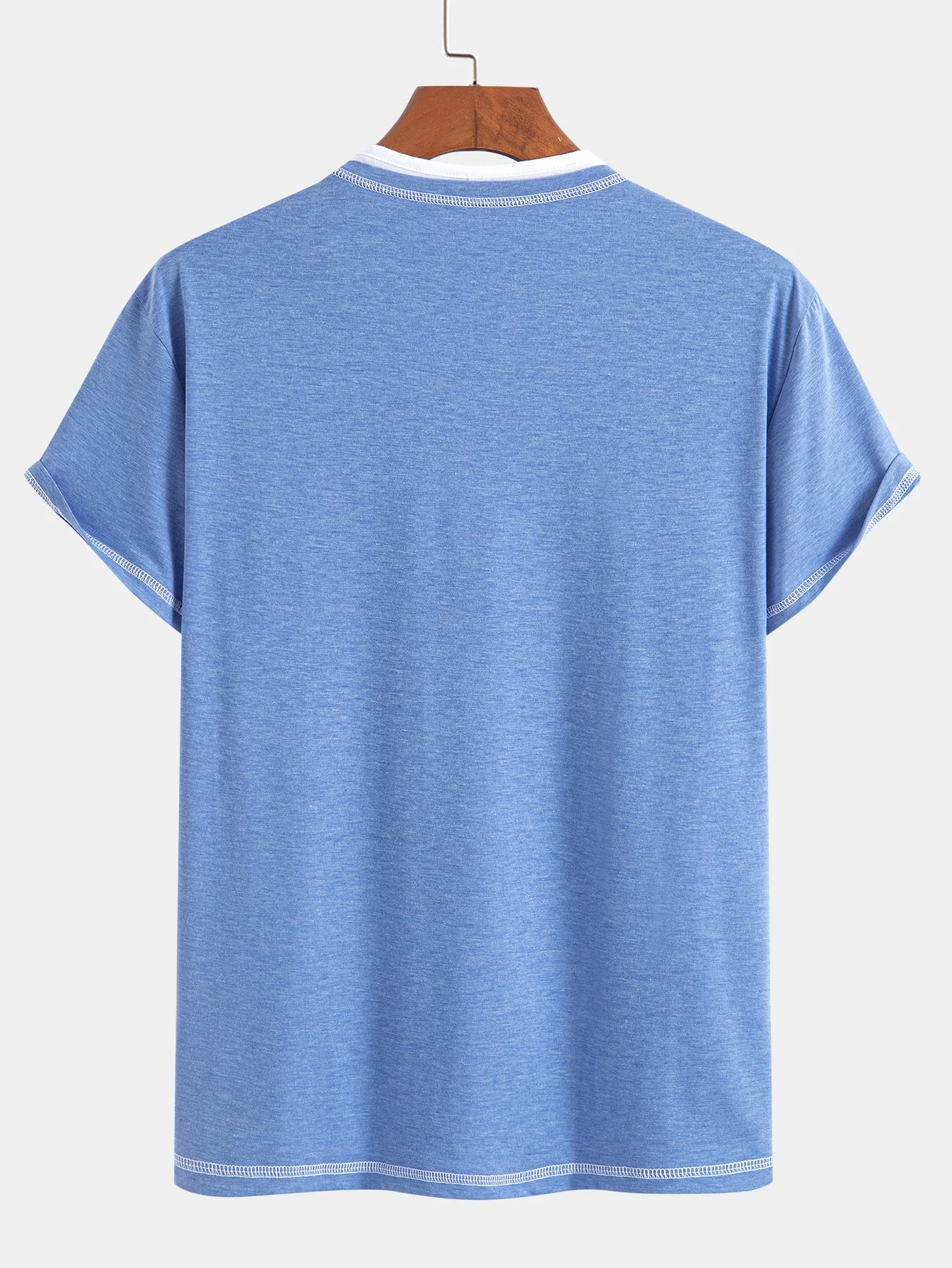 William® | 2-in-1 Notched Collar Contrast Stitching T-Shirt - Image 10