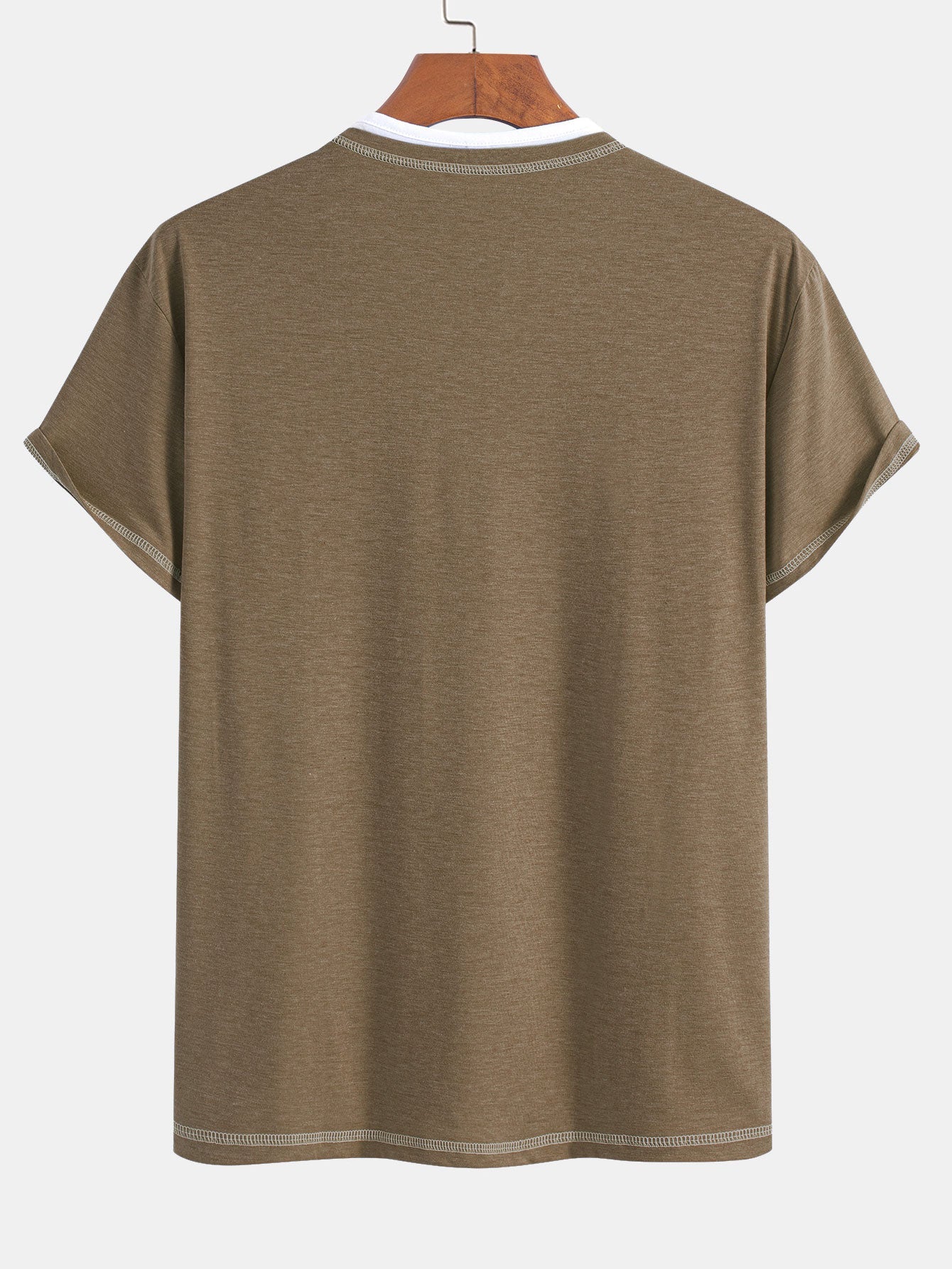 William® | 2-in-1 Notched Collar Contrast Stitching T-Shirt - Image 12