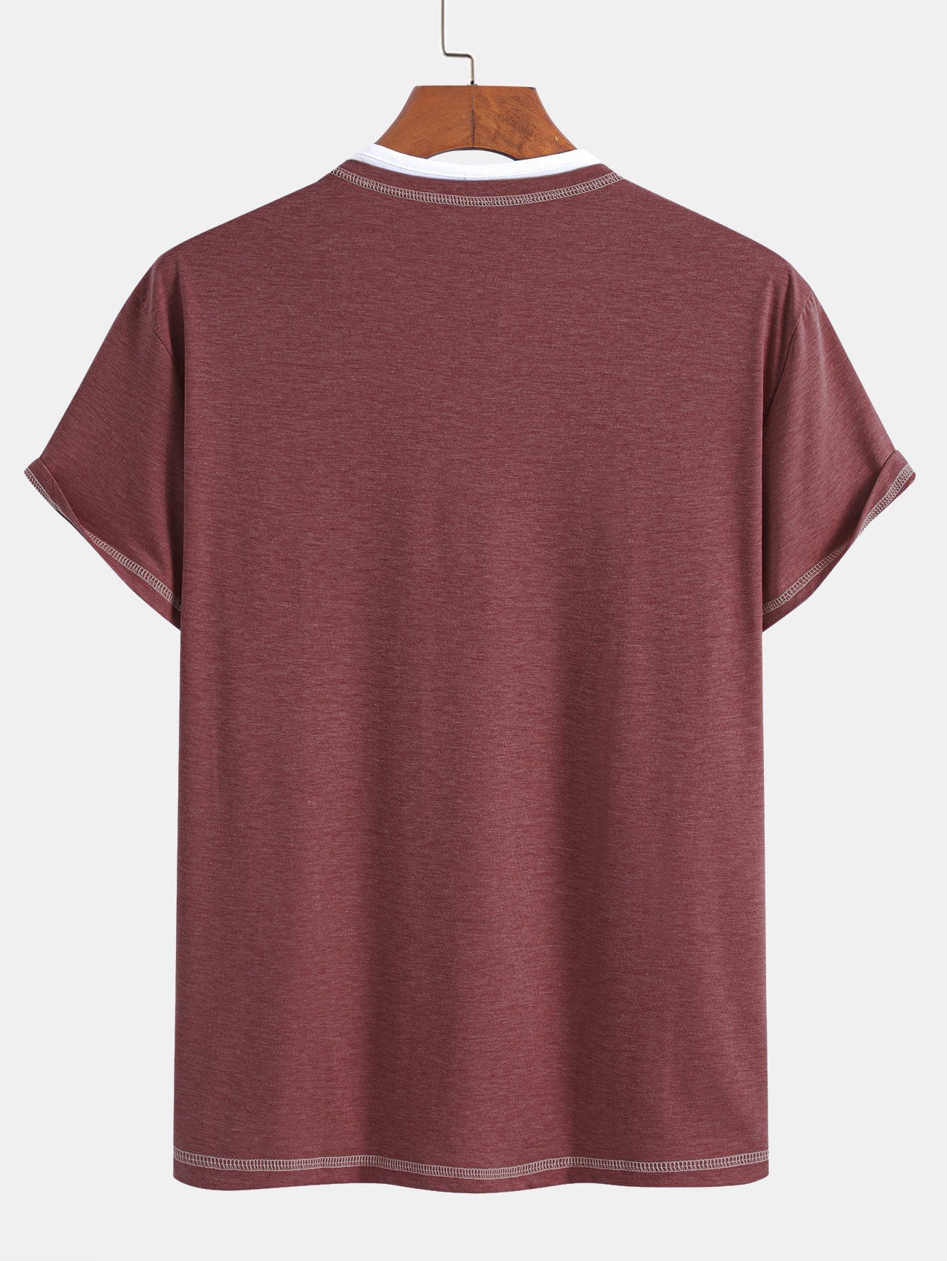 William® | 2-in-1 Notched Collar Contrast Stitching T-Shirt - Image 13