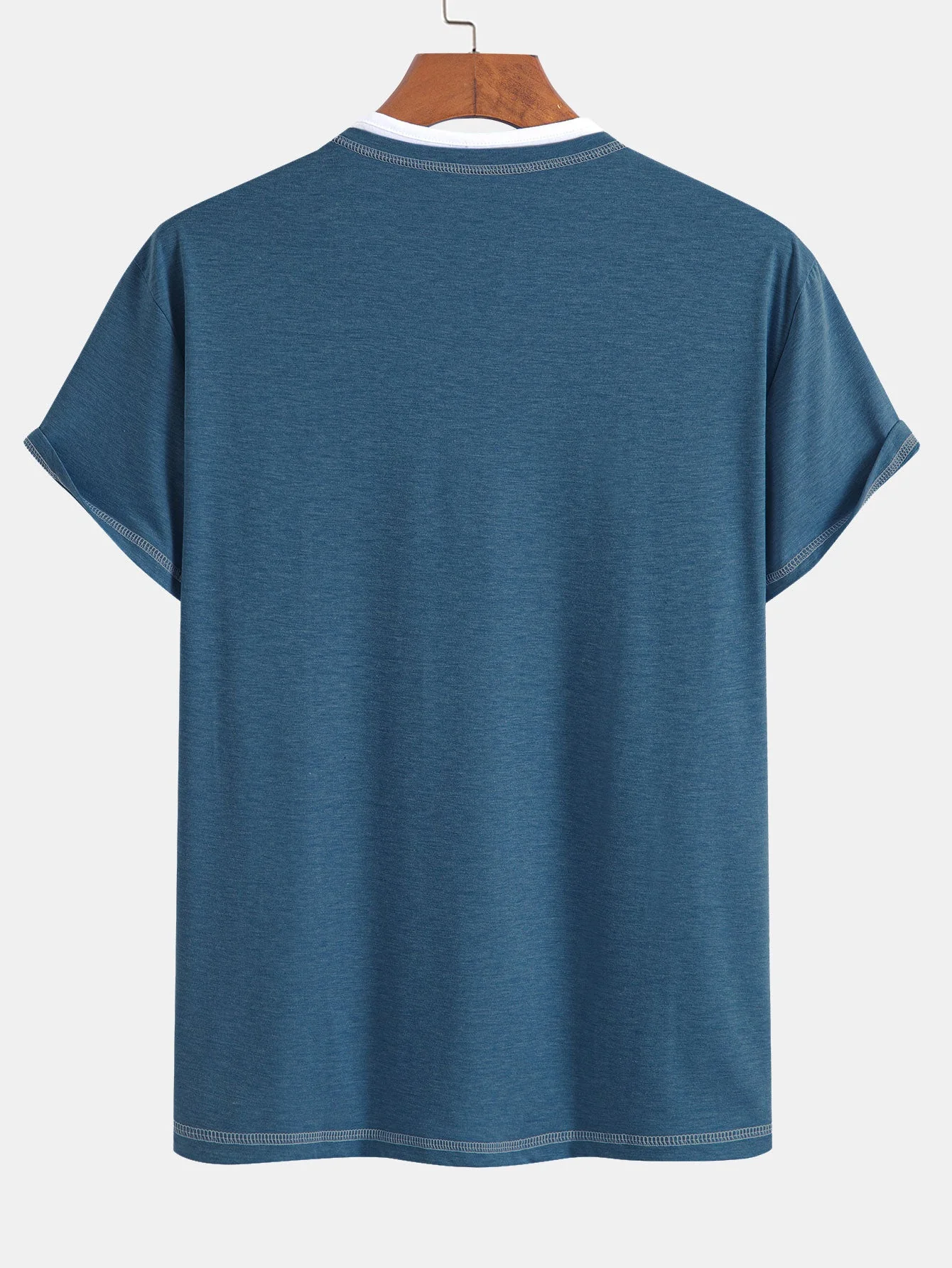 William® | 2-in-1 Notched Collar Contrast Stitching T-Shirt - Image 14