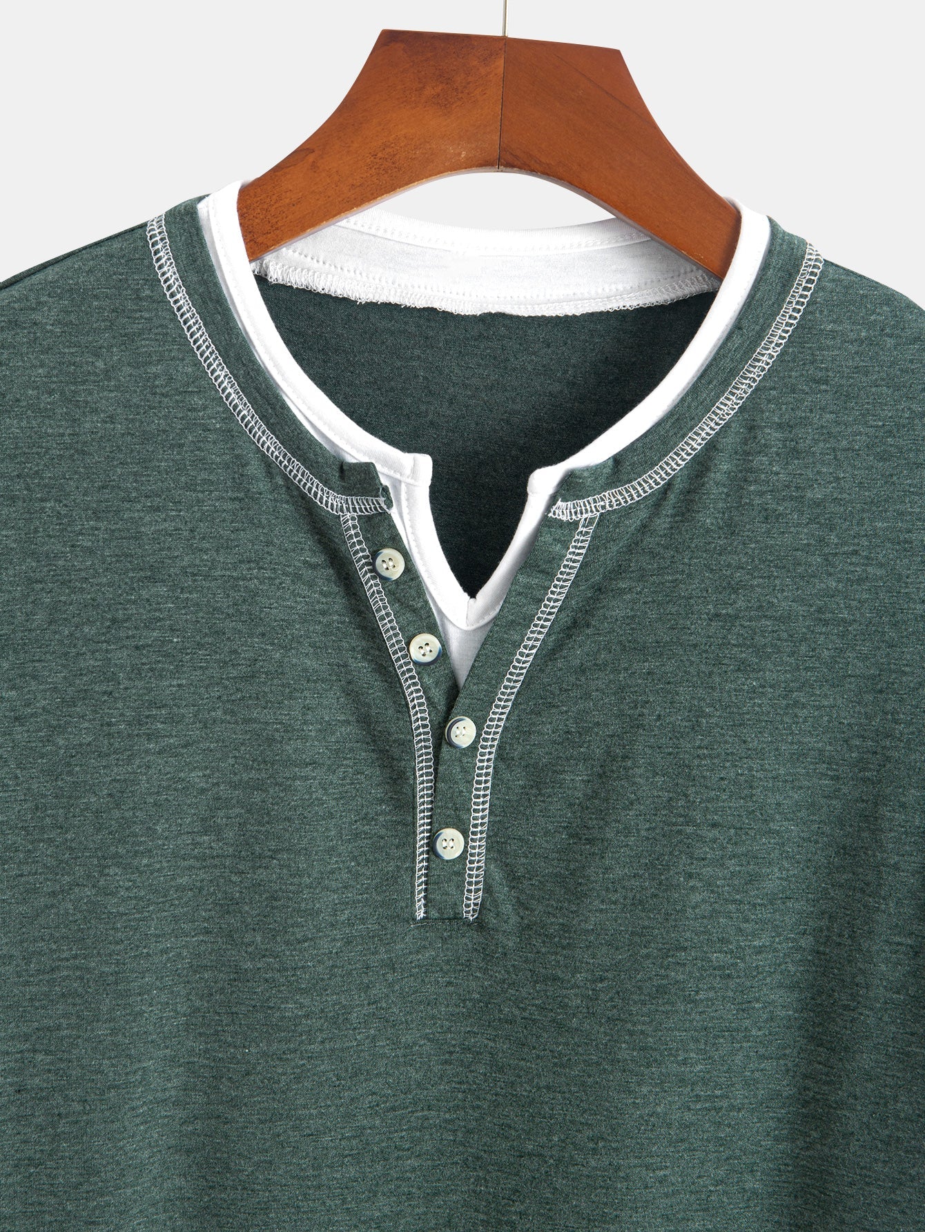 William® | 2-in-1 Notched Collar Contrast Stitching T-Shirt - Image 17