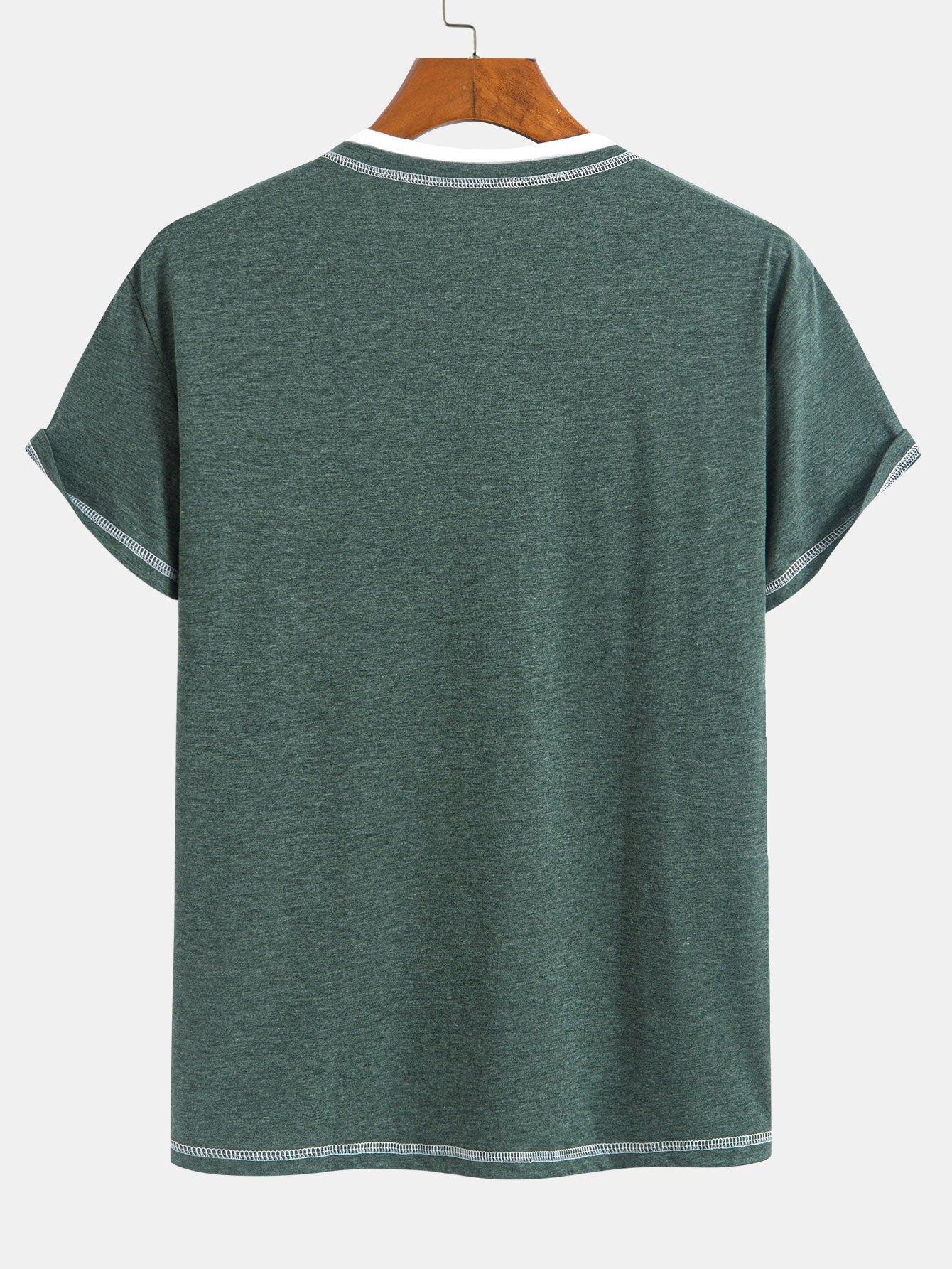 William® | 2-in-1 Notched Collar Contrast Stitching T-Shirt - Image 2