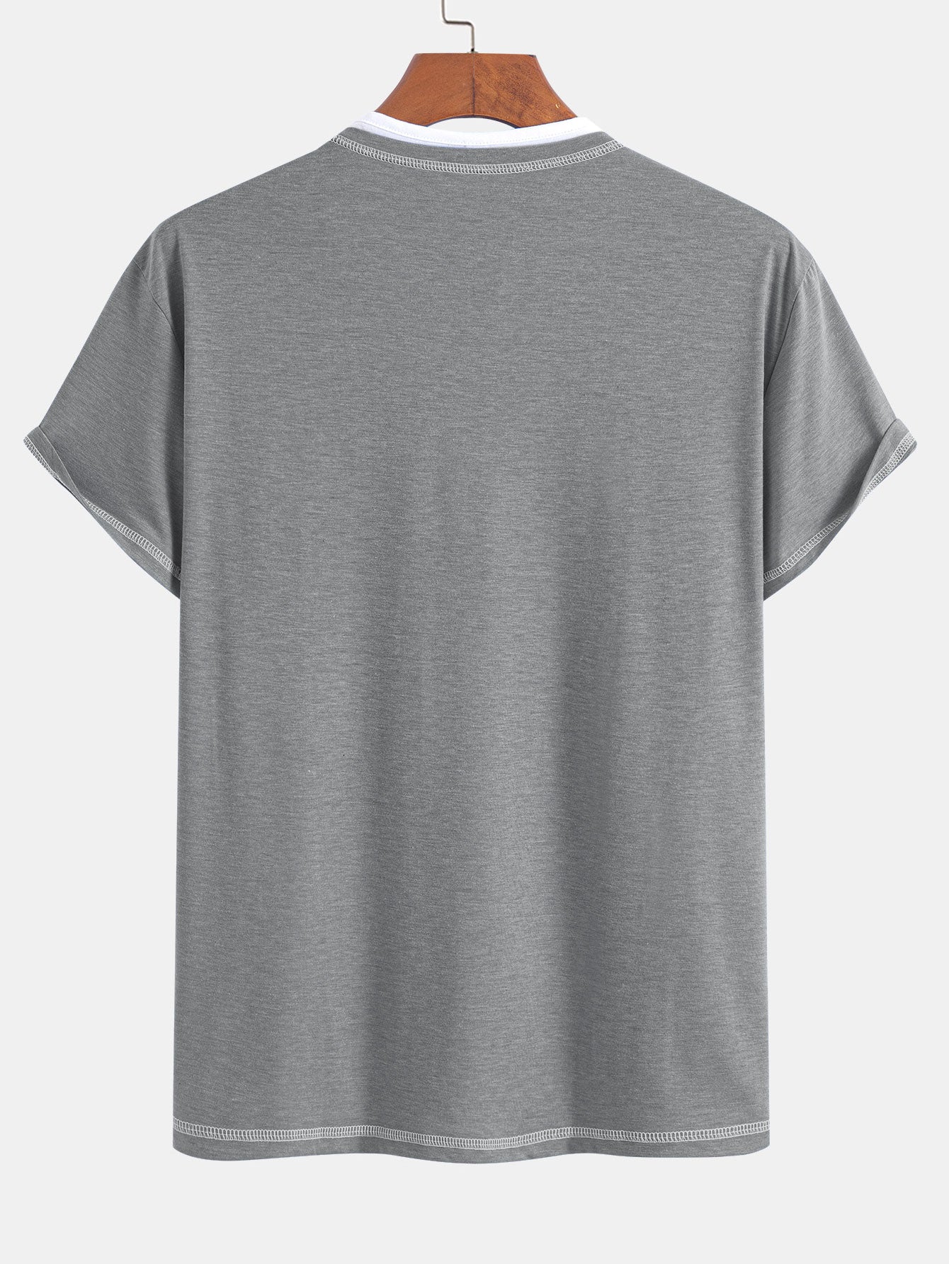 William® | 2-in-1 Notched Collar Contrast Stitching T-Shirt - Image 4