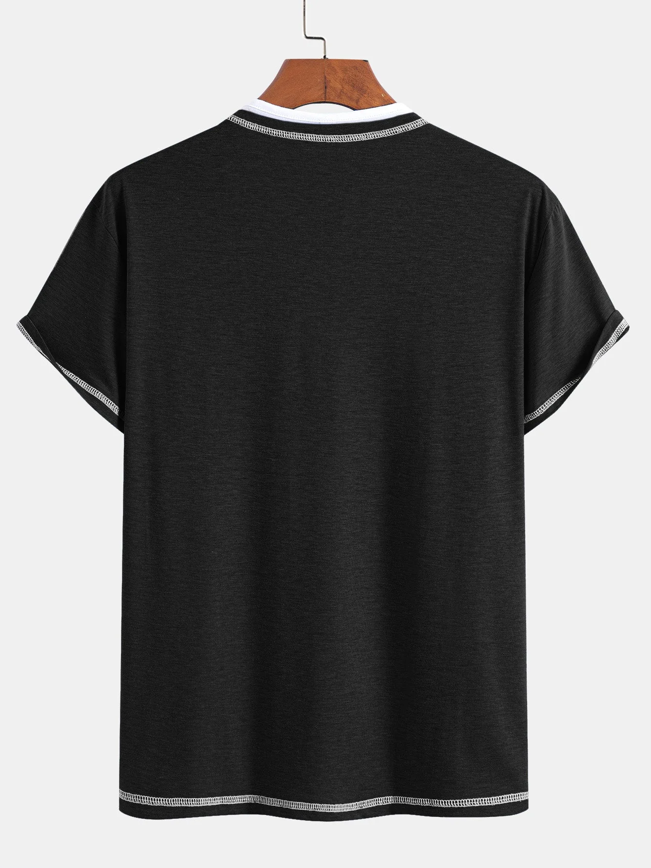 William® | 2-in-1 Notched Collar Contrast Stitching T-Shirt - Image 6
