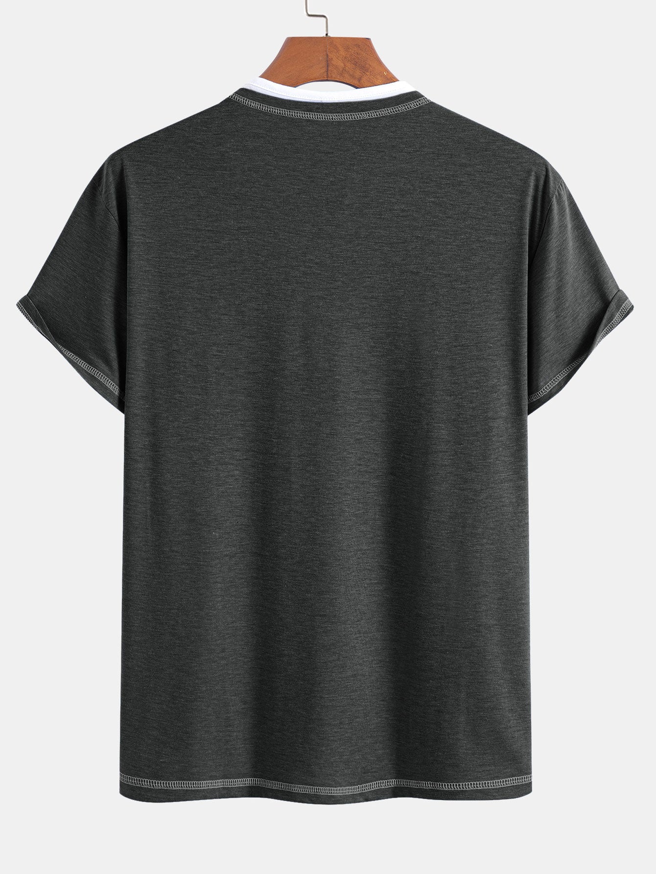 William® | 2-in-1 Notched Collar Contrast Stitching T-Shirt - Image 8